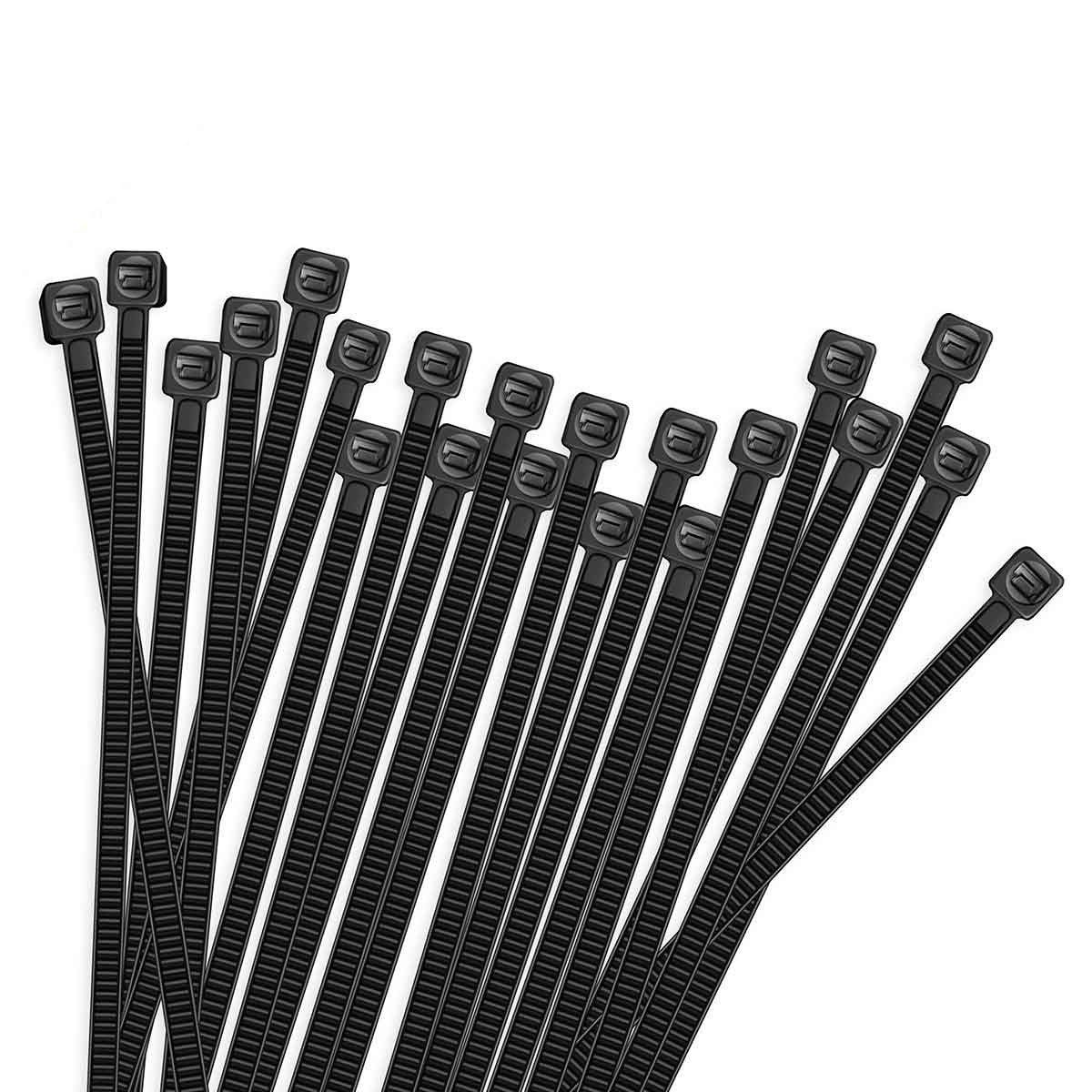 100pcs Cable Zip Ties Heavy Duty 8 Inch, Premium Plastic Wire Ties with 50 Pounds Tensile Strength, Self-Locking Black Nylon Tie Wraps for Indoor and Outdoor