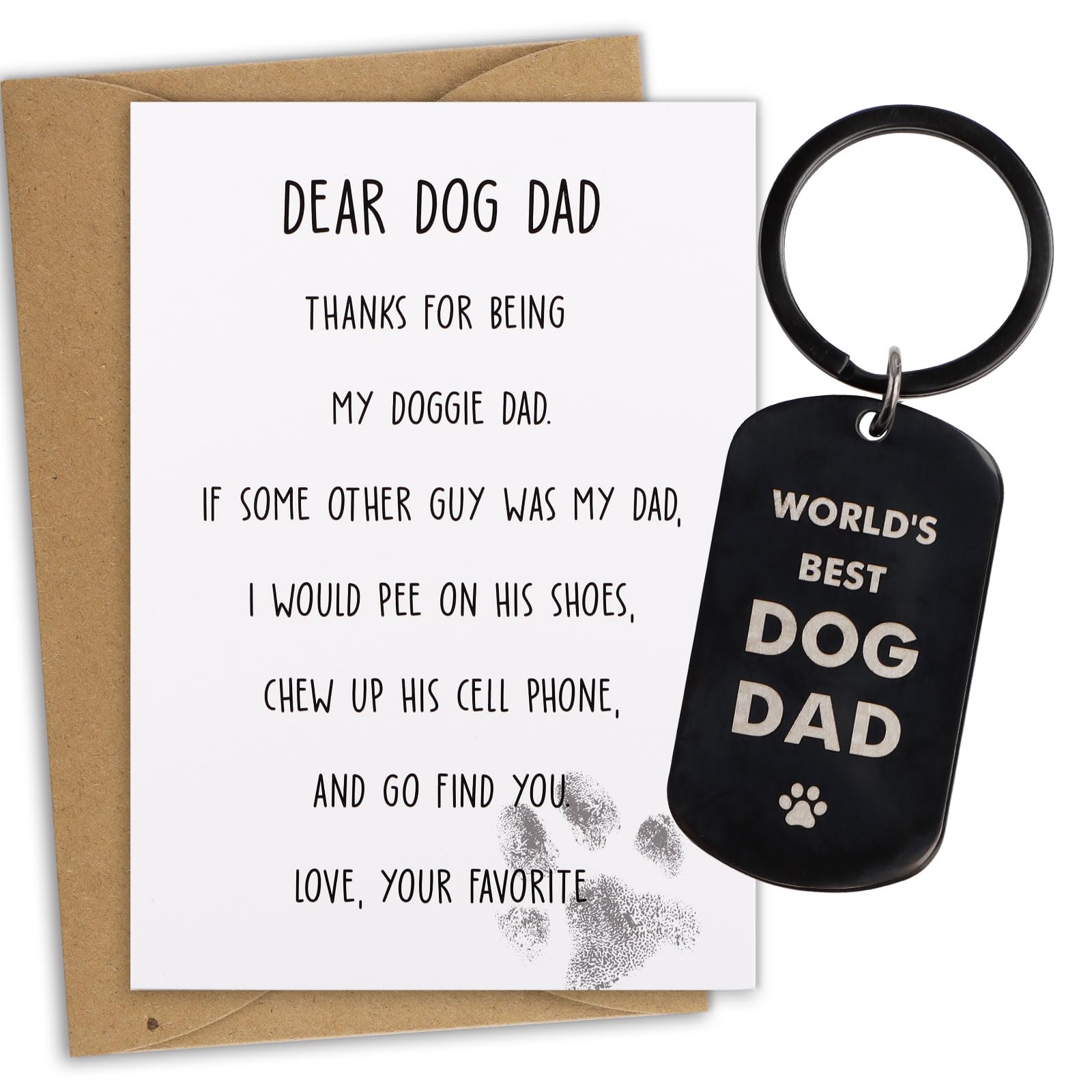 COLOFALLA Dog Dad Gifts Keyring for Men Funny Dog Lover Gifts for Men with Card and Envelope Gifts for Dad Christmas Fathers Day Birthday Gifts