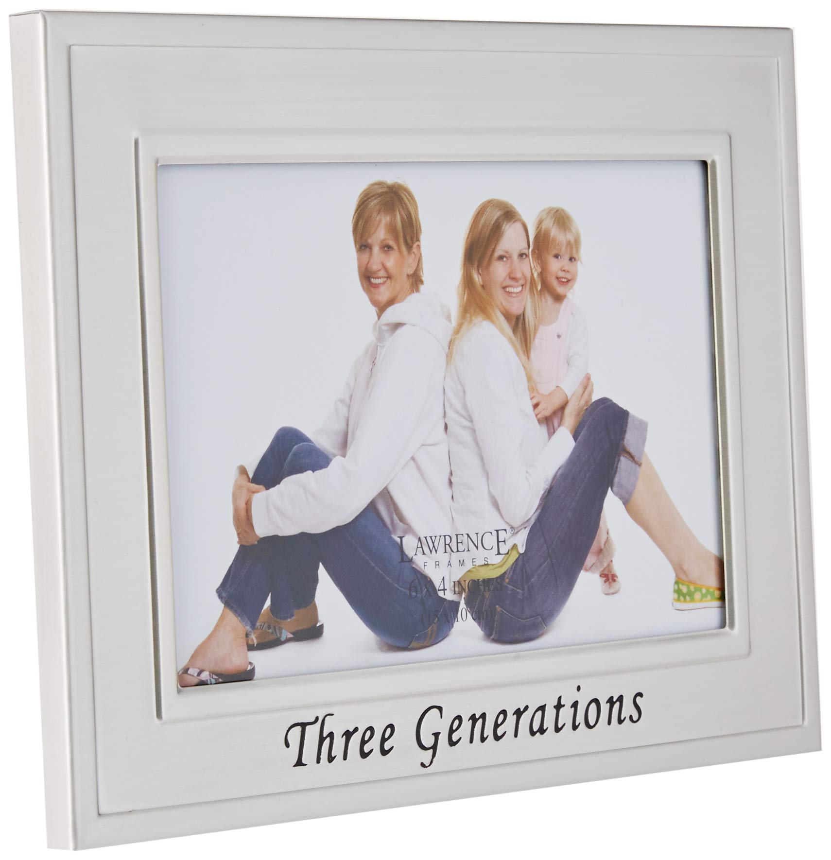 Lawrence Frames Sentiments Collection, Brushed Metal 4 by 6 Three Generations Picture Frame