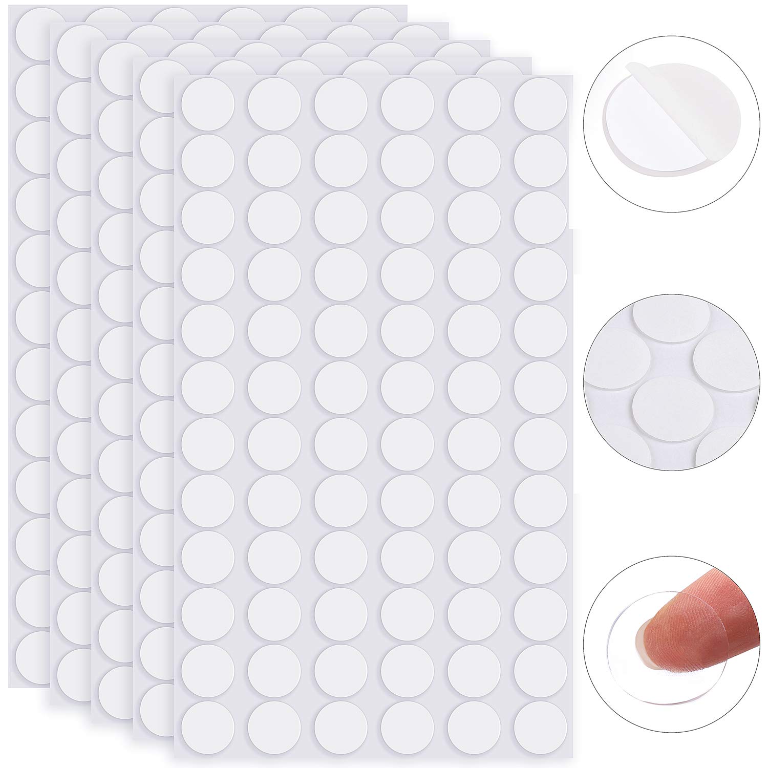 ADXCO 360 Pieces Transparent Putty Traceless Removable Sticky Putty Double-Sided Adhesive Round Putty Multipurpose Tape Nano Gel Mat for Wood, Glass, Ceramic, Metal, Plastic, Diameter 20 mm