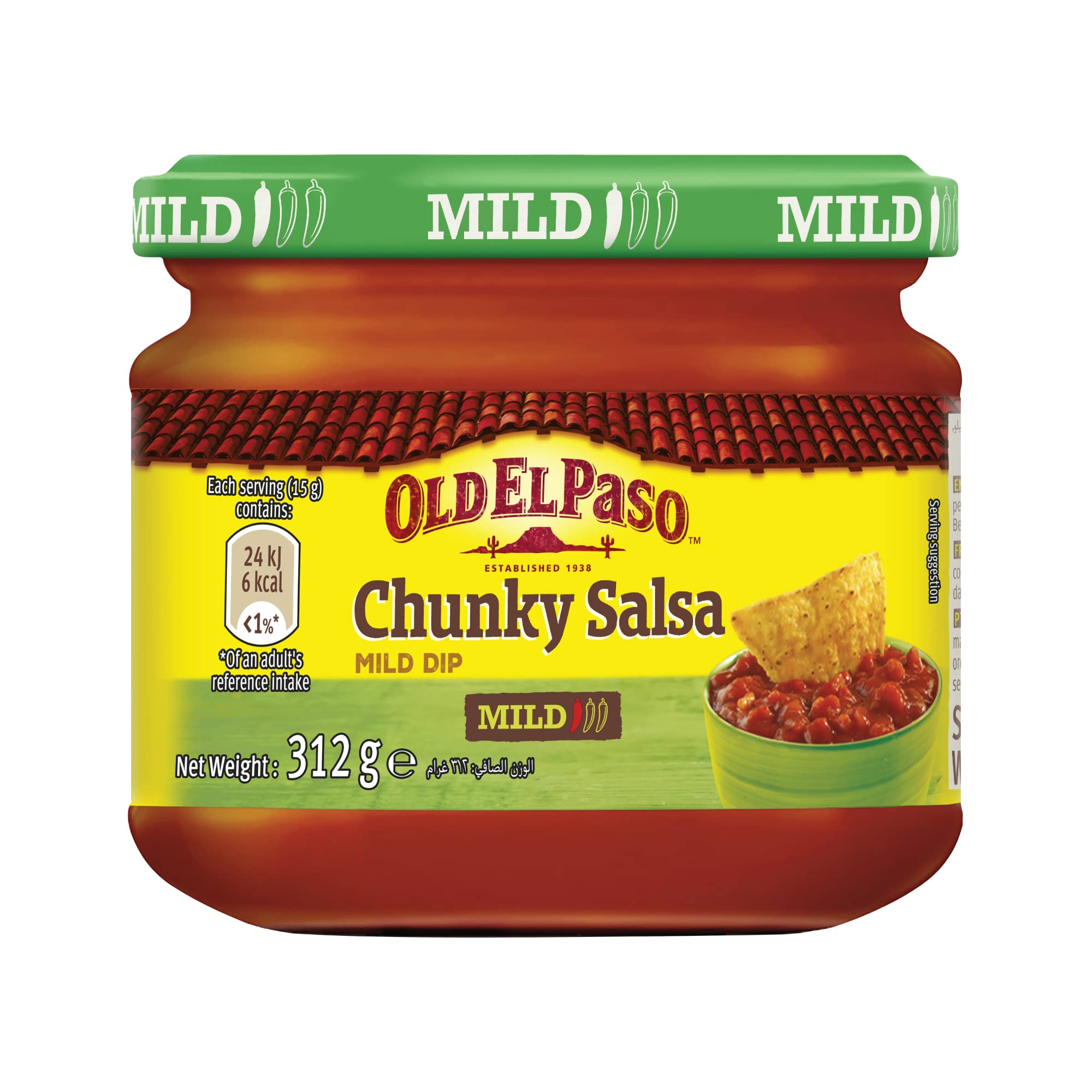 Old El PasoChunky Salsa Dip, Mild, 312g, Mouth Watering Salsa, Mexican Salsa Great for Dips, Toppings and Sides