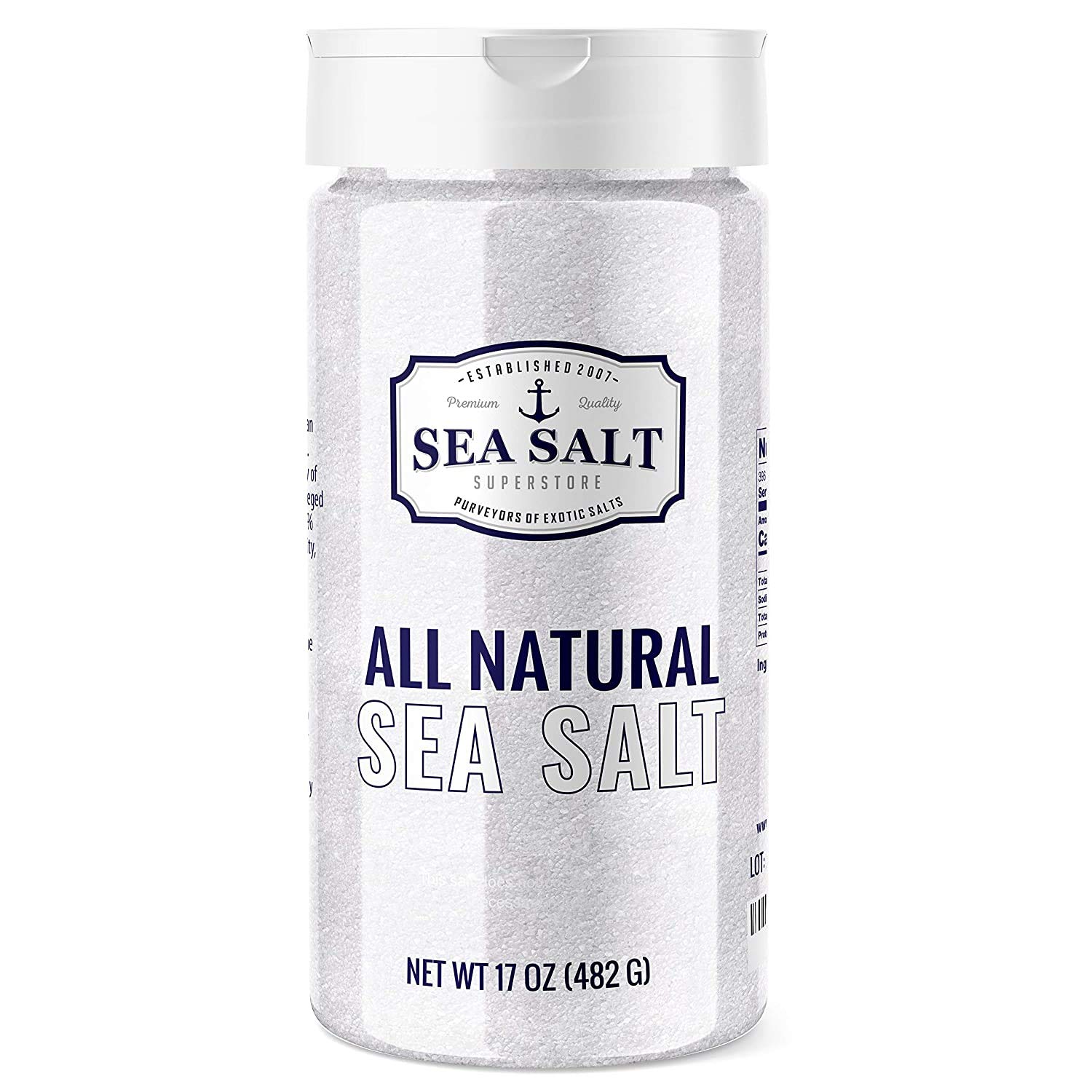 Sea Salt Superstore( , 0.5kg (Pack of 1)) - Shaker - All Natural, Pure - No Additives - Fine Grain - Perfect for soning, Brining, Baking, and more, 0.5kg -