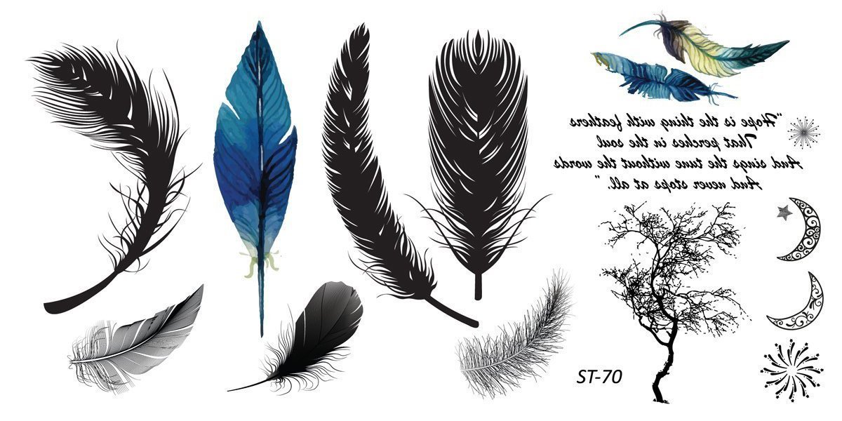 Supperb Temporary Tattoos, Feather and Typographic