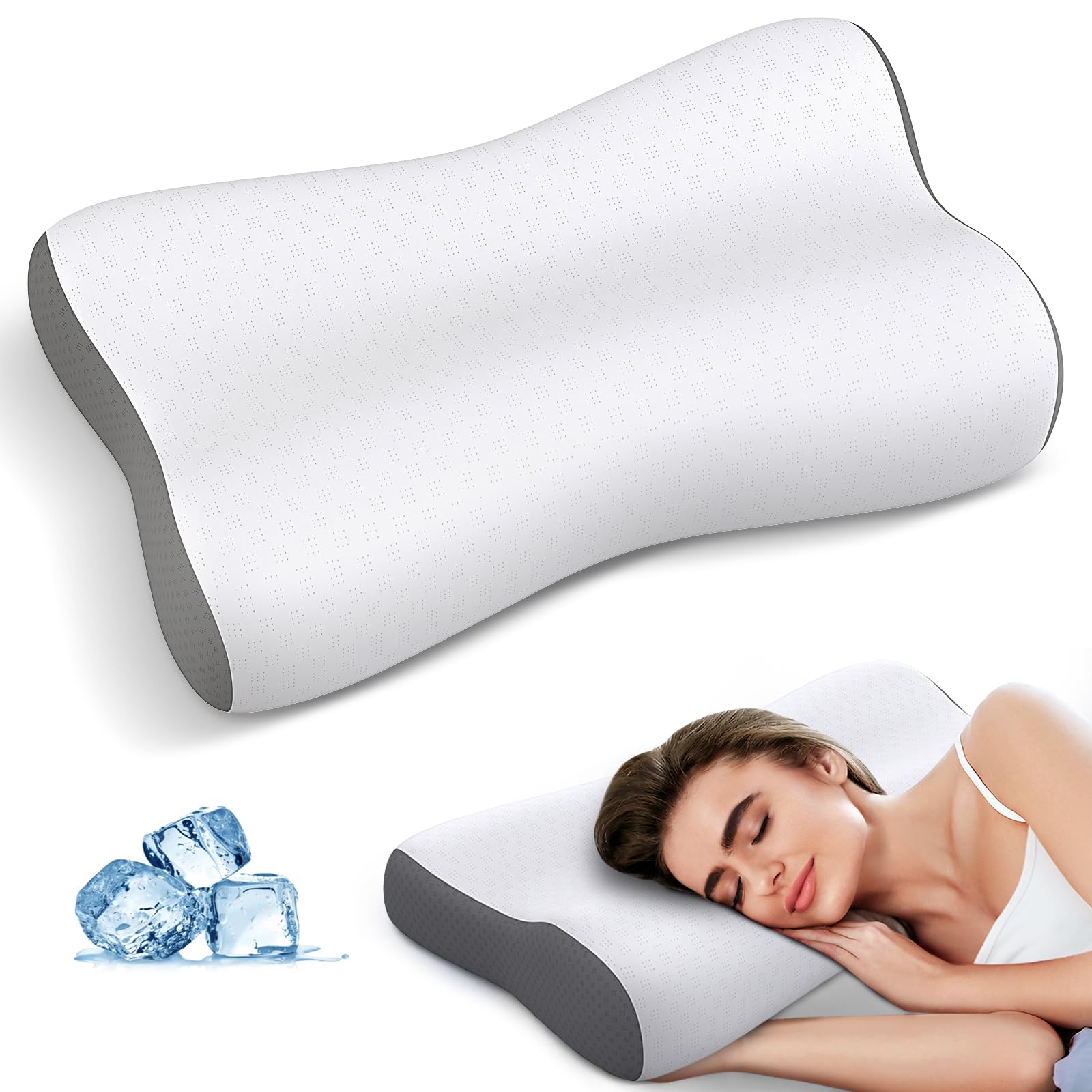 Cervical Neck Pillow Memory Foam Pillows for Neck Pain Relief, Ergonomic Pillow for Shoulder Pain, Contour Pillow for Sleeping, Orthopedic Bed Pillows Neck Support for Side Back Stomach Sleepers