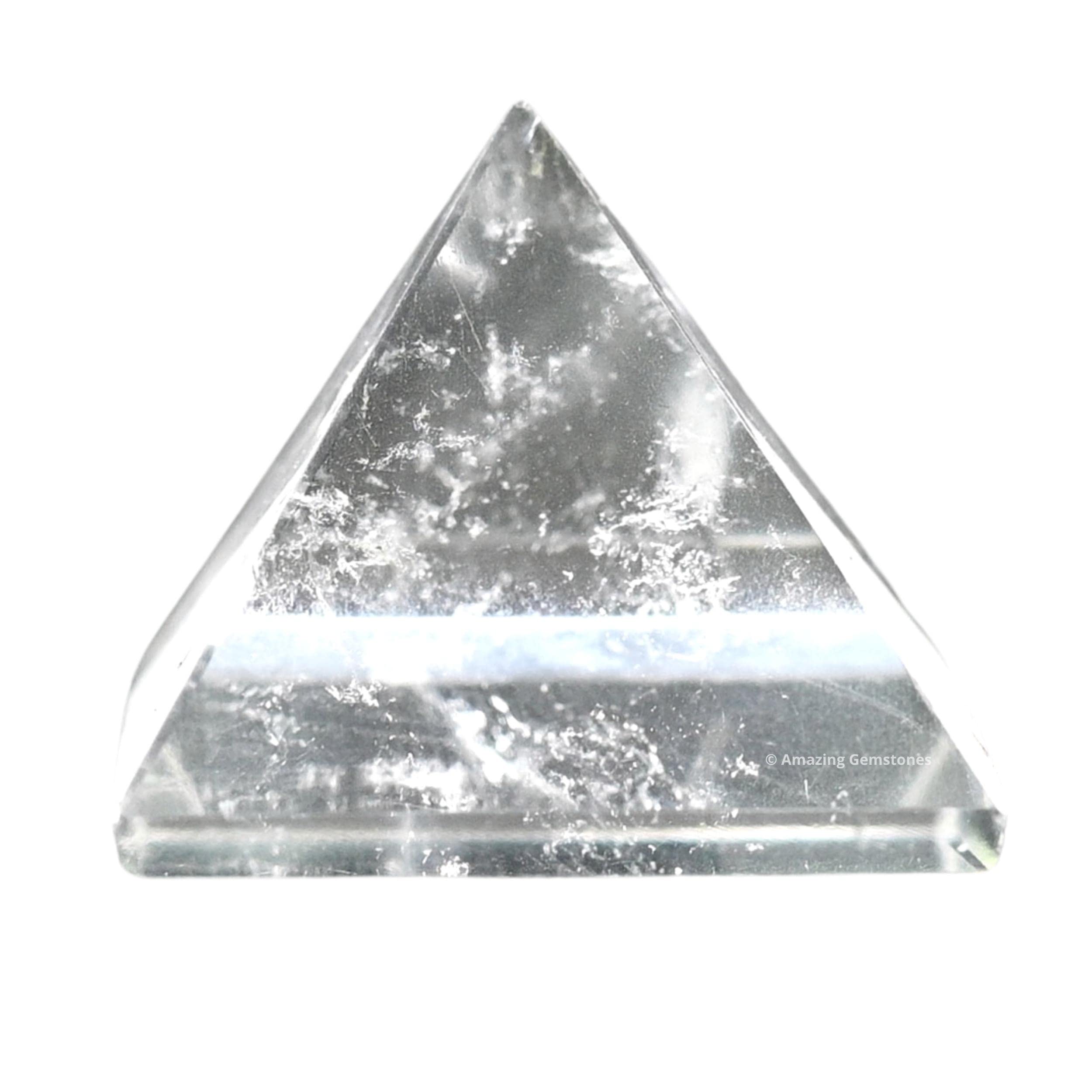 Clear Quartz Pyramid Crystal Healing Stones - 1" Great Pyramid Figurine of Natural Stone Pyramid for Meditation, Reiki, Chakra Balancing and Crystal Pyramids Grid