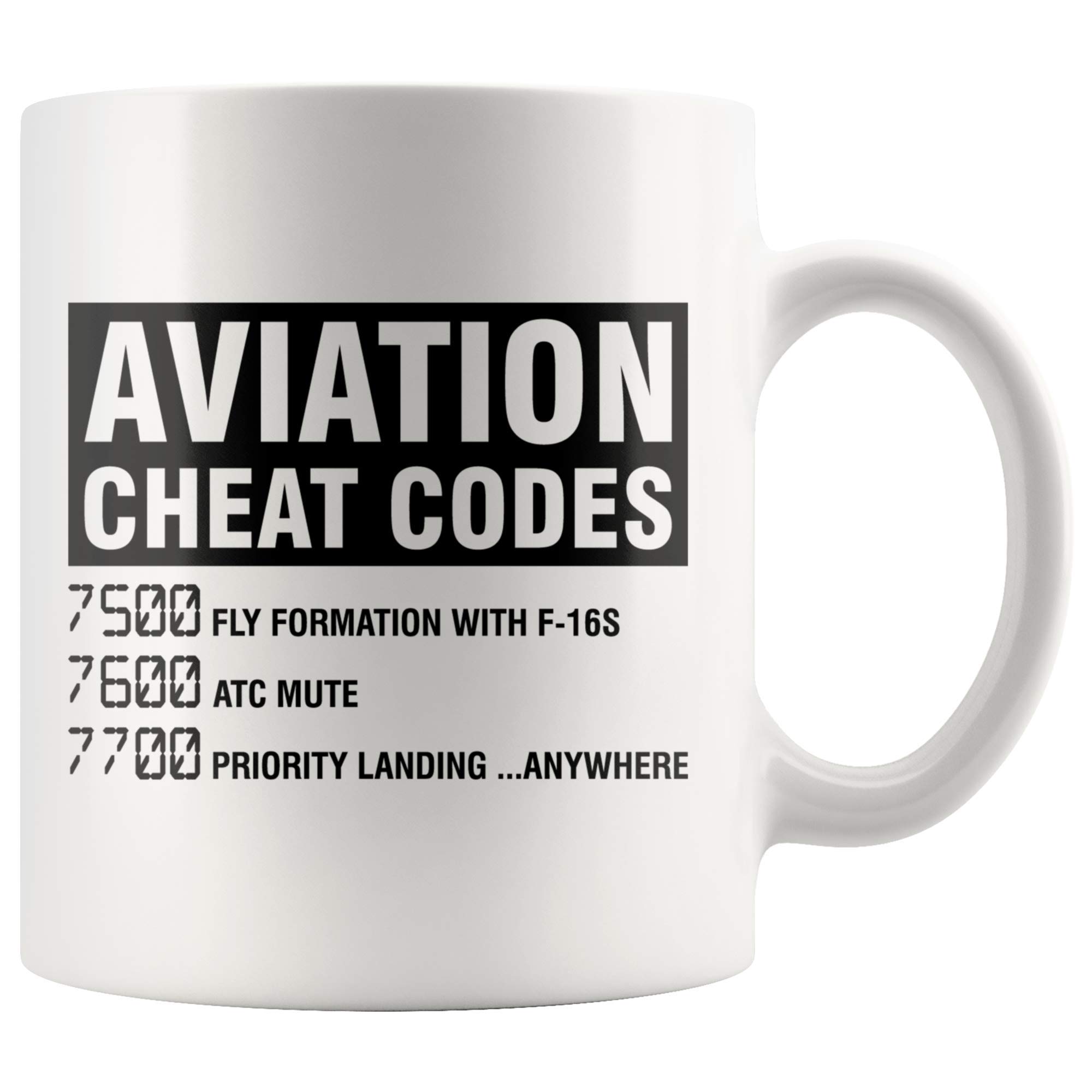 Aviation Cheat Codes Coffee Mug Funny Pilot Graduation Gifts 11 Oz Ceramic Cup Airplane Aerospace Gift Joke for Student Pilot ATC Premium White Mugs