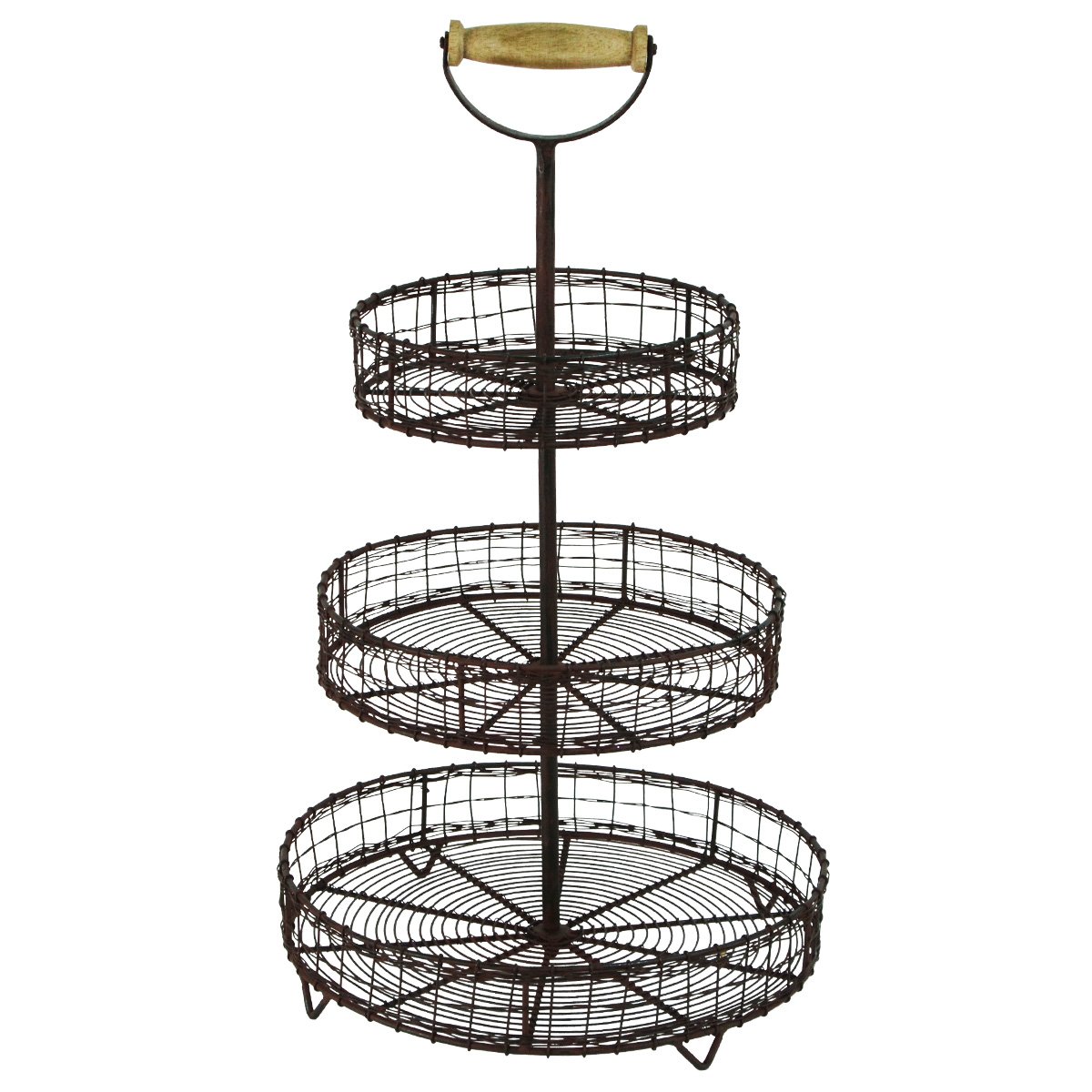 Treasure Gurus Antique Style Metal Wire 3 Tier Rack Display Stand Basket Rustic Farmhouse Decor