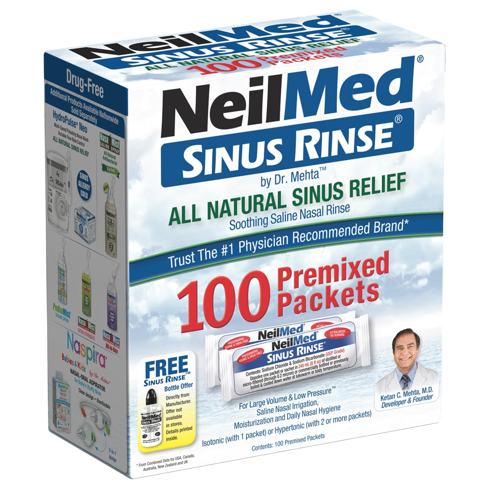 NeilMedSinus Rinse All Natural Relief Premixed Refill Packets 100 Count (Pack of 1)