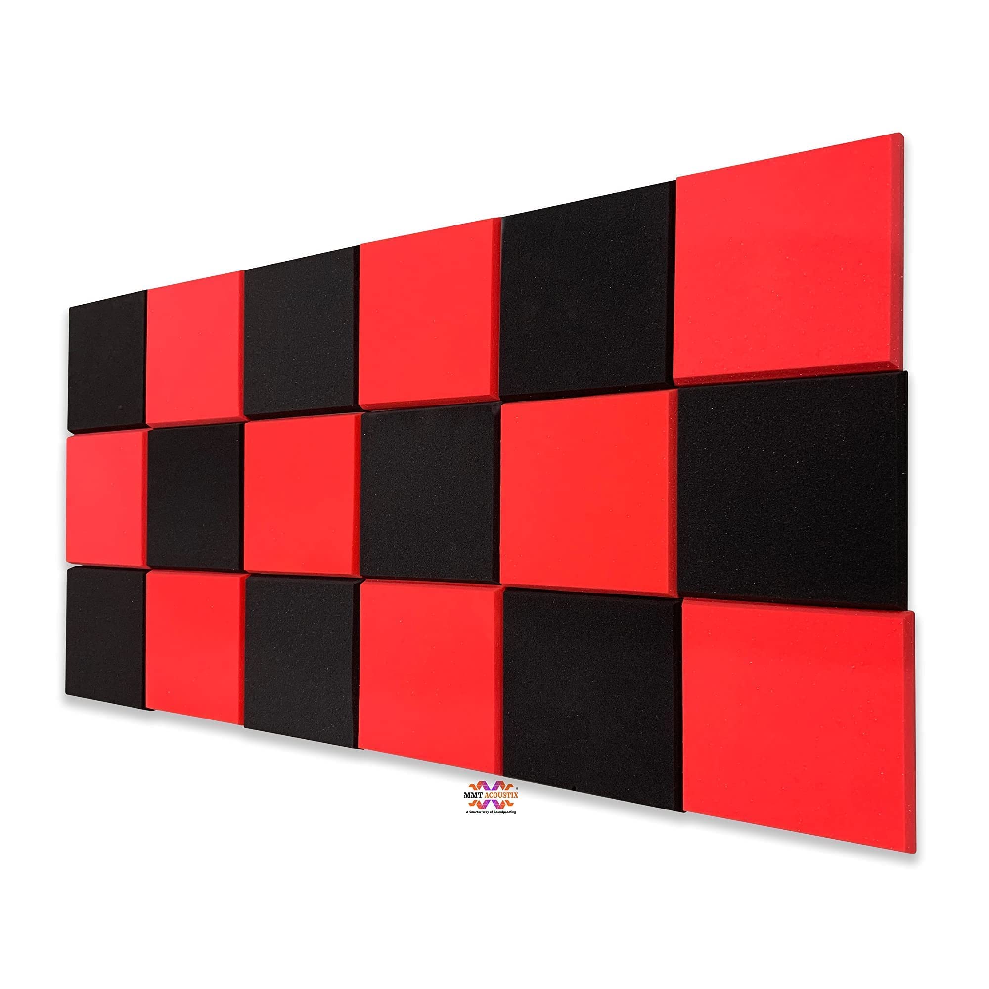 MMT ACOUSTIXBoxer Soundproofing Acoustic Foam, Professional Charcoal. (Black & Red)