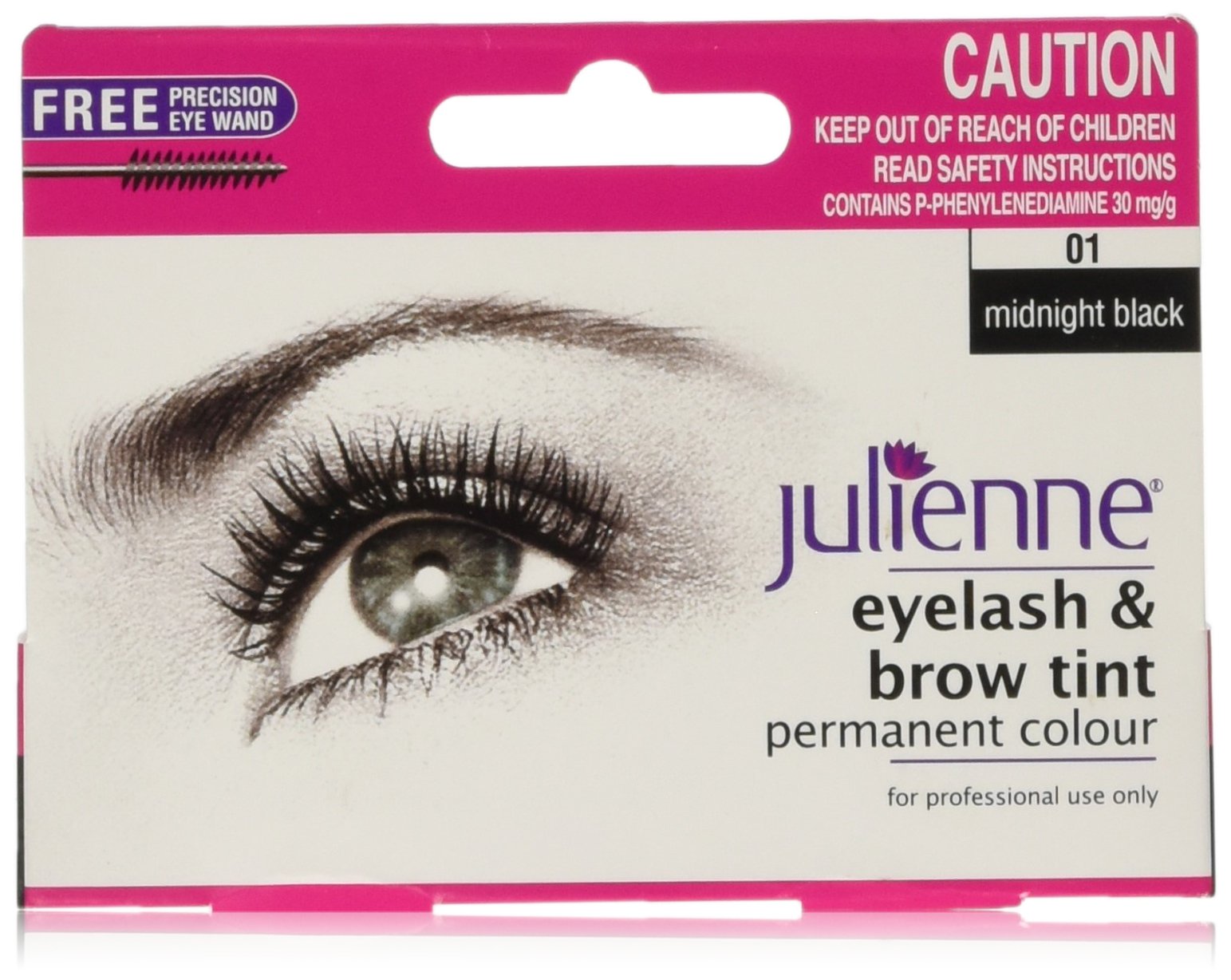 JulienneEyelash and Eyebrow Permanent Midnight Black 01 Colour Tint 15ml