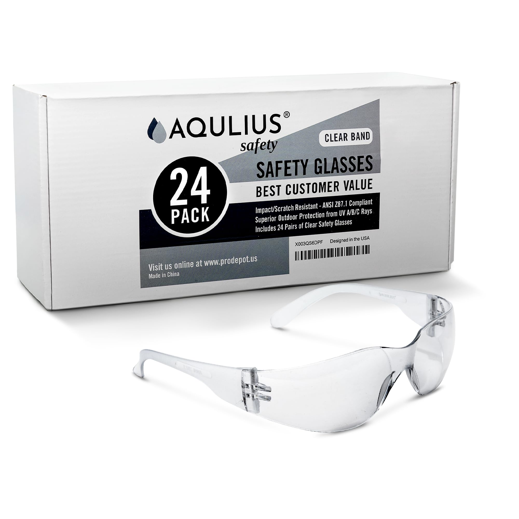 Aqulius Bulk Pack Safety Glasses For Men & Women, ANSI Z78.1 Certified For Scratch Impact Resistant