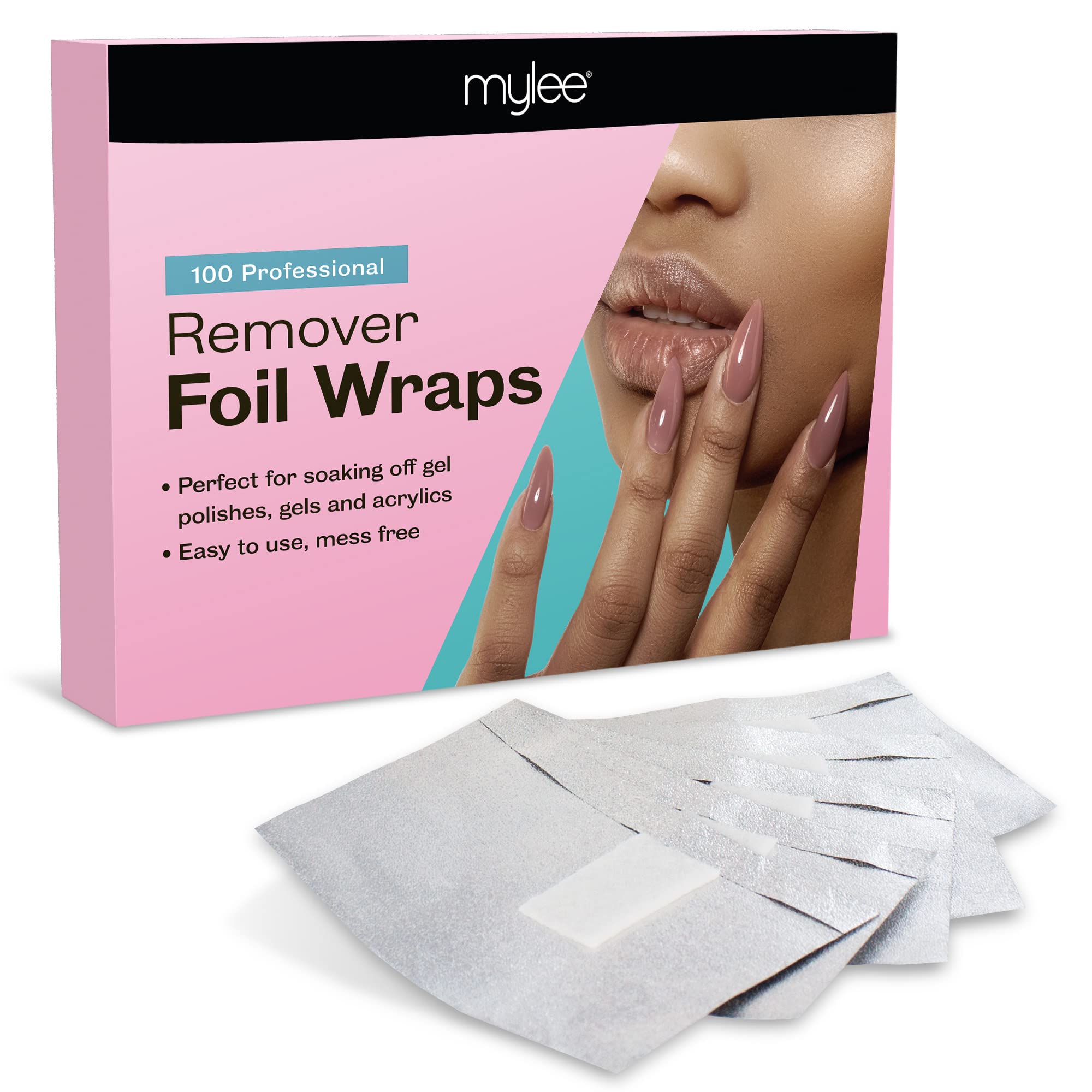 Mylee 100pcs Gel Nail Polish Remover Foil Wraps, Aluminium Foil Wraps with Pre-attached Lint-Free Cotton Pads for Fast & Gentle Soak Off Gel Polish Removing