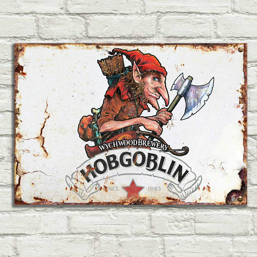 LBS4ALL Hobgoblin Signs Metal Plaque Aluminium Vintage Pub Tiki Bar Home Cafe Wall Beer Retro Club