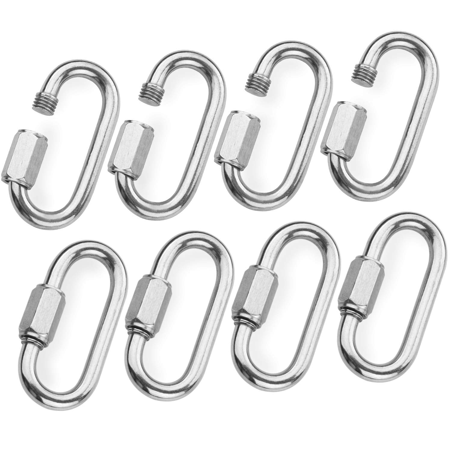 M7 Quick Link Oval Carabiner 8pcs 7mm Quick Links Chain Connector Locking Carabiner Clip By STARVAST for Outdoor (Shade Sails) and Indoor Equipment (Chandelier)