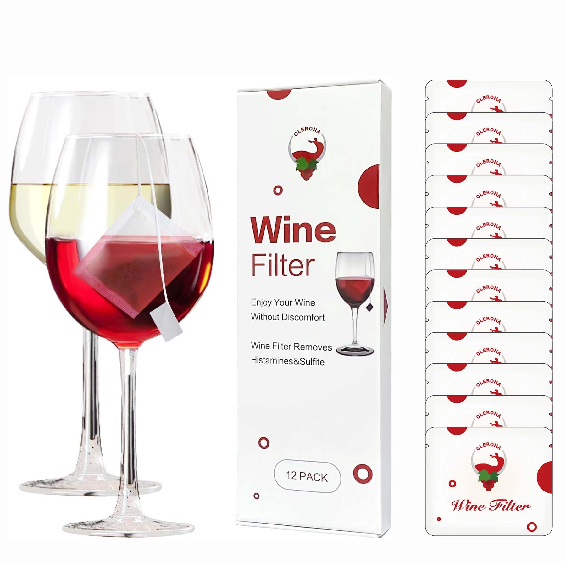 Wine Filters Wine Wand, the Wand Wine Purifier, Remove Histamines and Sulfite,the Wand Wine Filter,Prevent Wine Sensitivities(Pack of 12)