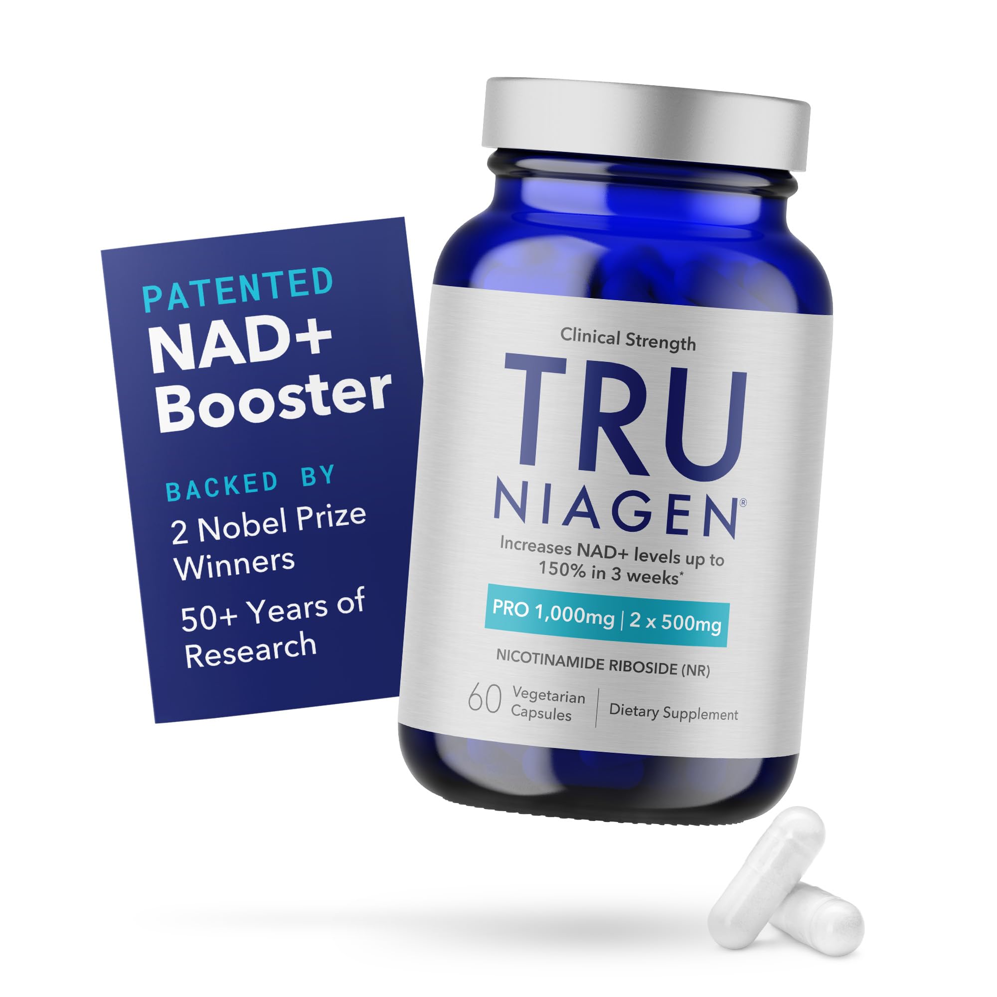 TRU NIAGENPRO NAD+ Supplement for Anti Aging and Cell Regeneration, 1000 mg Patented Niagen, 30 Servings | Supports Cellular Energy | Nicotinamide Riboside (NR) Daily Supplements for Men and Women