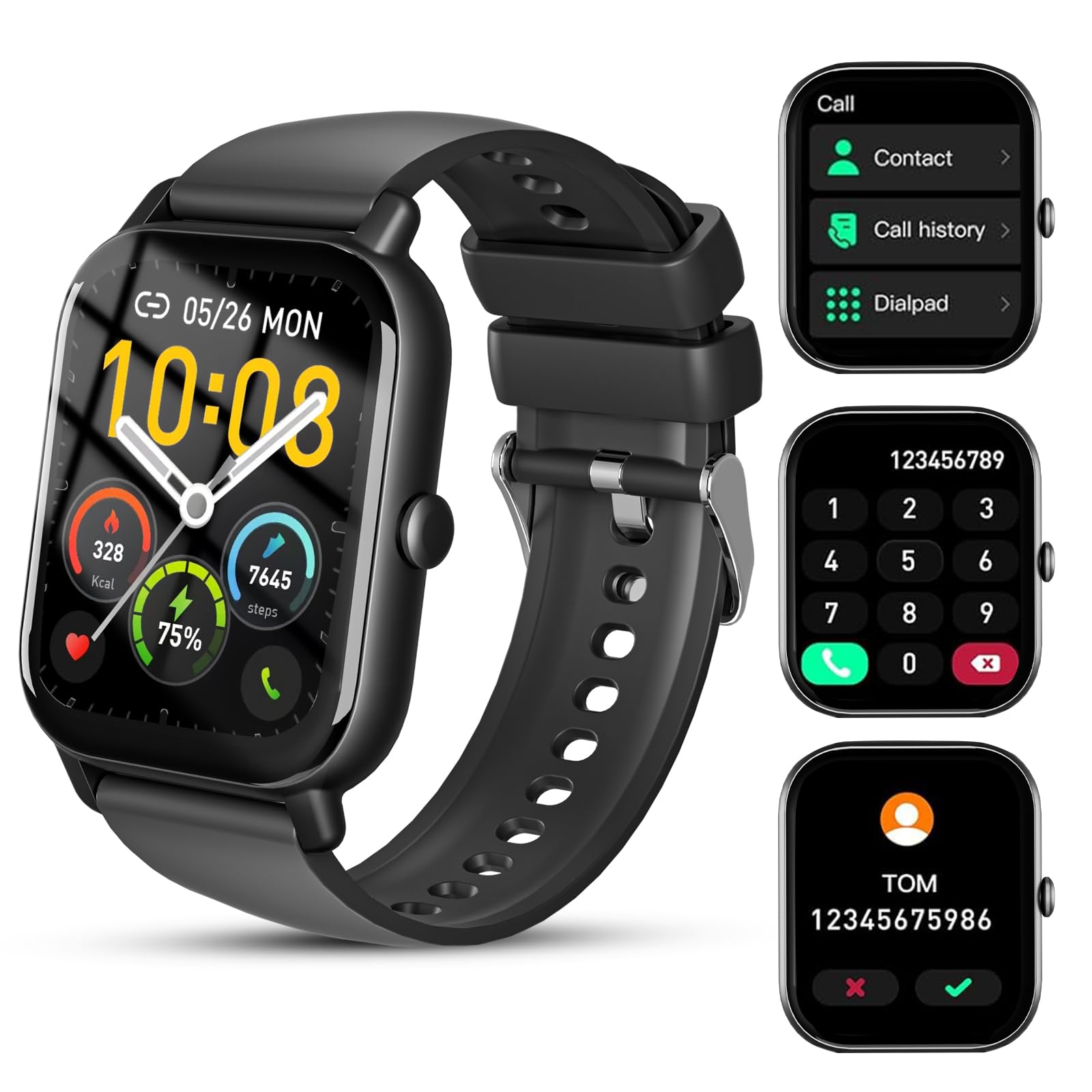 Garlo Smart Watch for Men Women, 1.85" Fitness Tracker, Heart Rate/Sleep Monitor/Pedometer, TFT HD Bluetooth, Multiple Sports Gym Modes, Waterproof Women Men Fitness Watch for Android iPhone (Black)