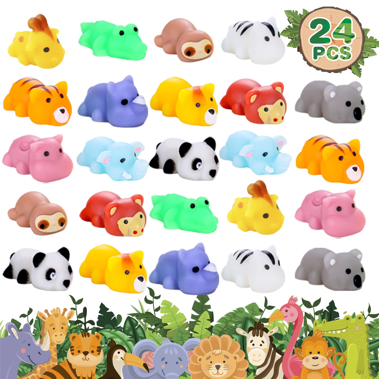 24 PCS Mini Mochi Squishy Toys for Party Favors, Kawaii Fidget Toys for Stress Relief , Sensory Toys Desk Pets for Kids, Goodie Bag Stuffers for Kids Birthday