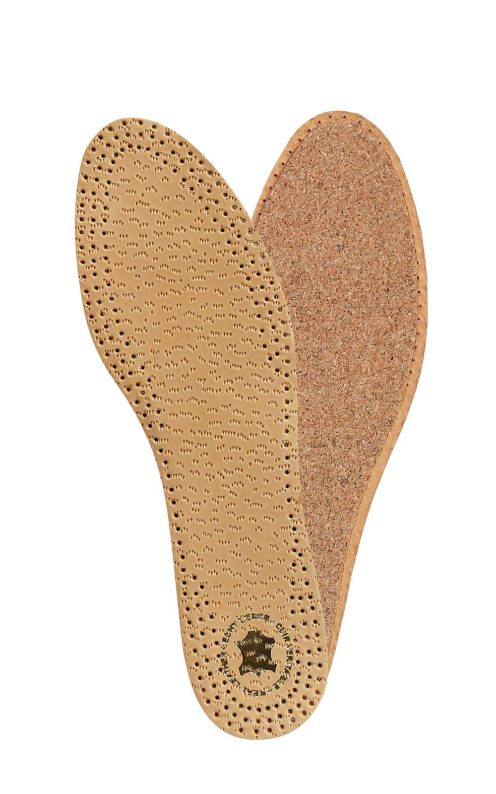 KapsPECARI Cork Premium Shoe Insoles Made of Vegetable Tanned Sheepskin Leather and Natural Cork, Elegant and Comfortable (35 EUR/US 4 Women)