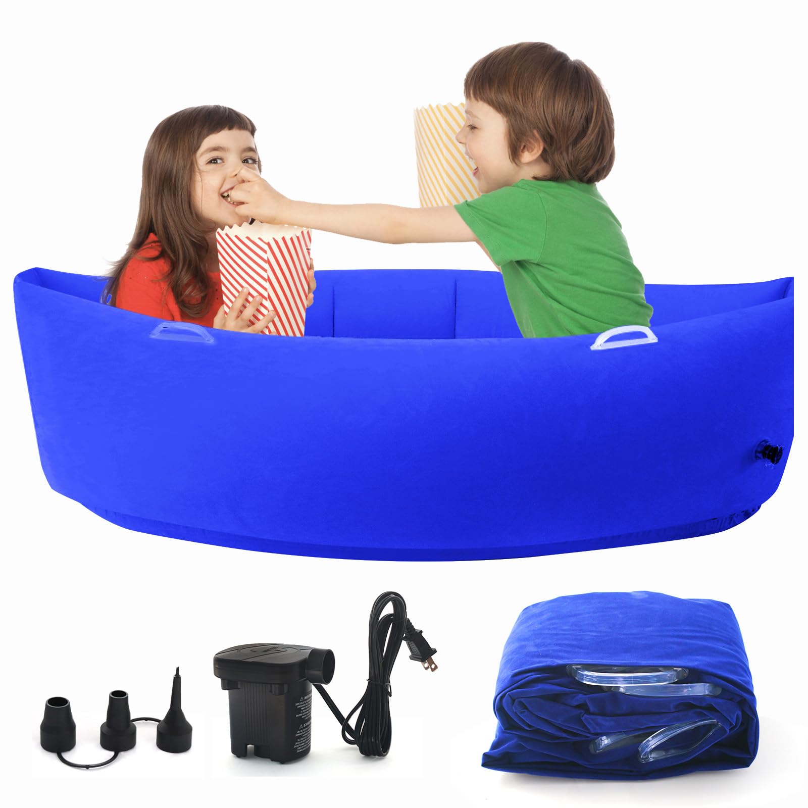 Peapod Sensory Chair 60" for Kids, Inflatable Autism Sensory Pod, Provide Sensory Relief Therapy for Children 3+ with Special Needs, Games and Reading Loungers, Includes Air Pump (Blue)