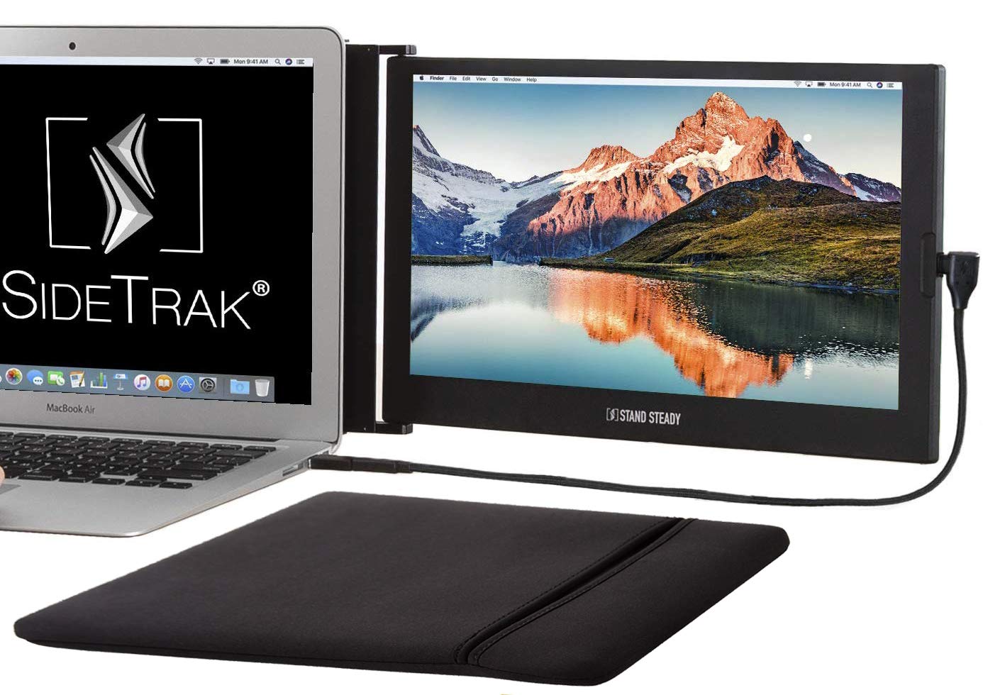 SideTrakSlide Portable Monitor 12.5" Screen with Carrying Case - Attaches to Your Laptop for Easy Travel - Efficient USB Power - Fits Mac and PC 13"-17" Laptops - Full HD IPS Display (Patent Pending)