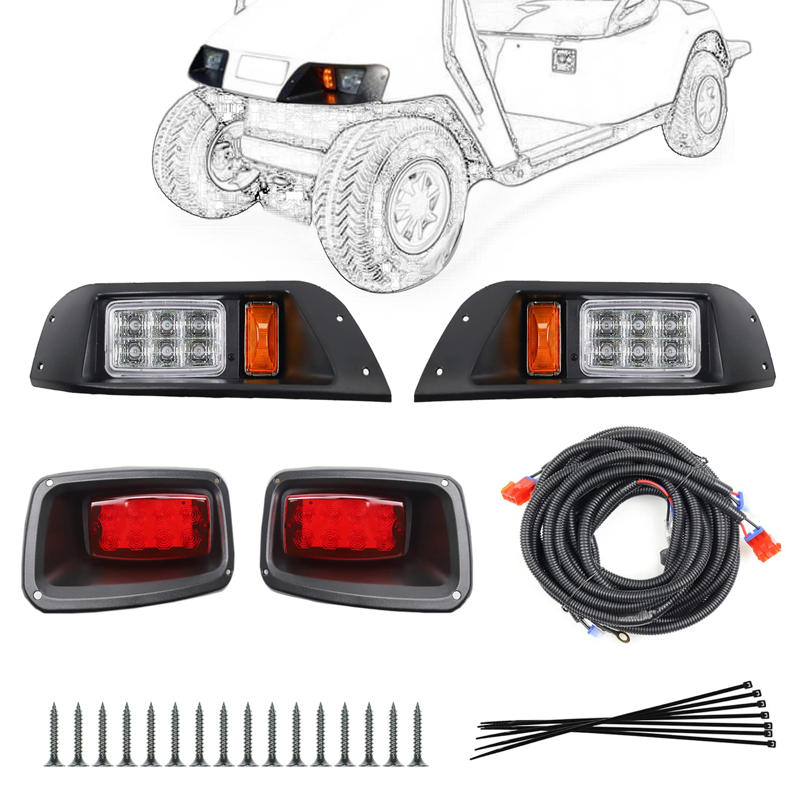 CPOWACE TXT LED Headlight TailLight Kit Compatible with EZGO TXT Golf ...