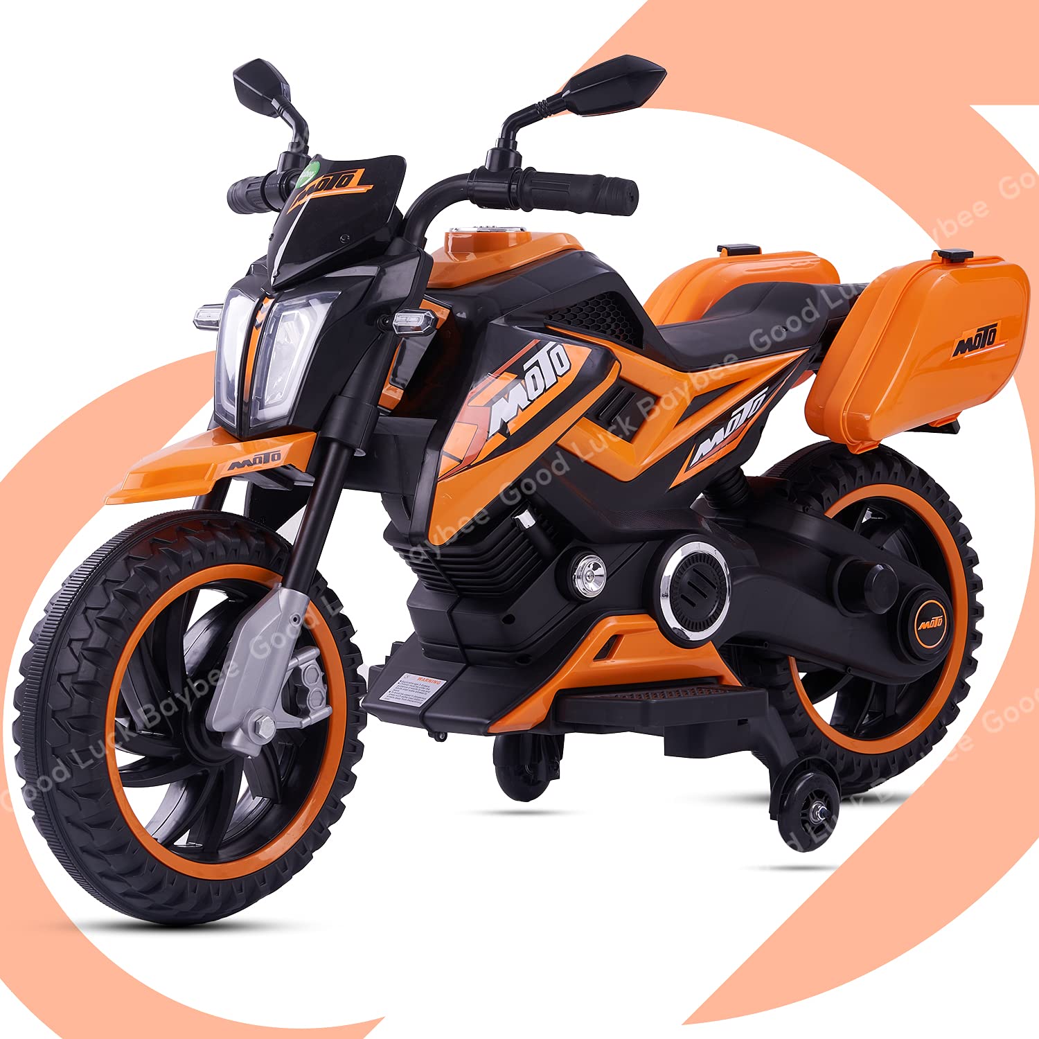 GoodLuck Baybee Moto Sports Electric Motor Bike 6V Rechargeable Battery Operated Motorcycle Ride on Bike-Ride on Kids- Kids to Drive Toy Bike Suitable for for Boys, Girls Age for 1-3 Years (Orange)