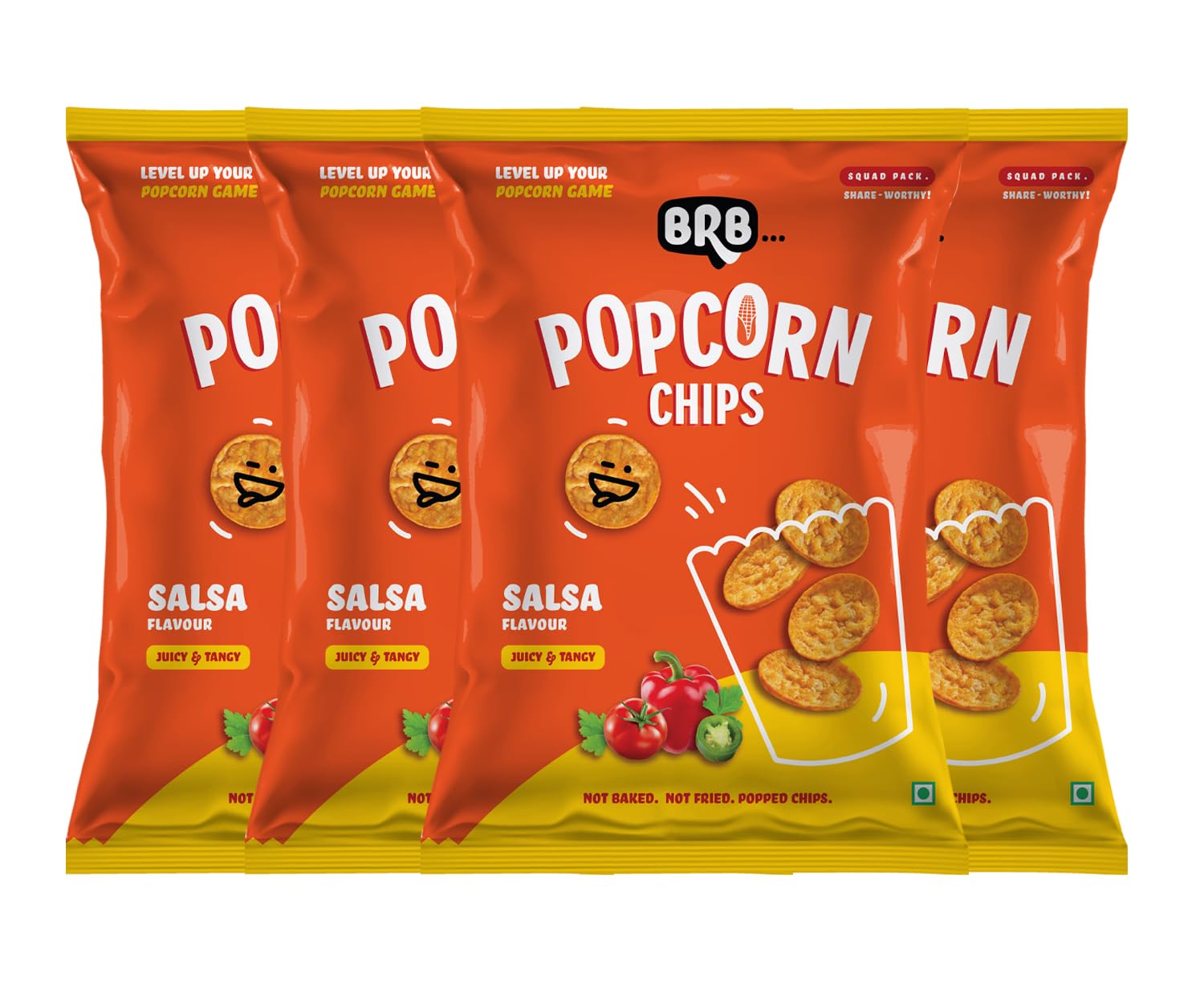 BRB Popcorn Chips | Popcorn Upgraded | 4 Packs X 48 Grams | Salsa Flavour