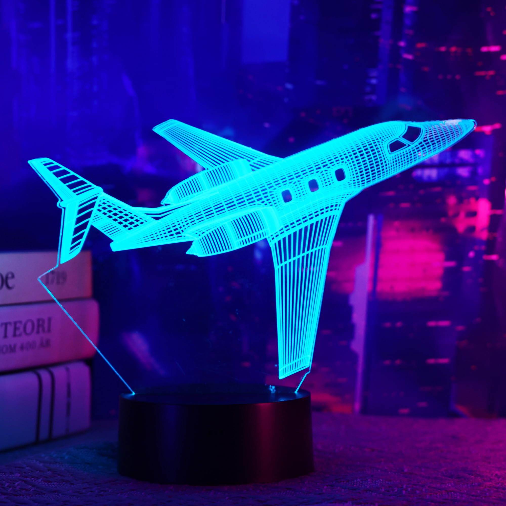 Airplane Gifts for Boy, Men, Aircraft Night Light, Gulfstream 3D Illusion Lamp with Remote and Touch Control, Plane Decor for Men Boy Kids Room, Birthday Gifts