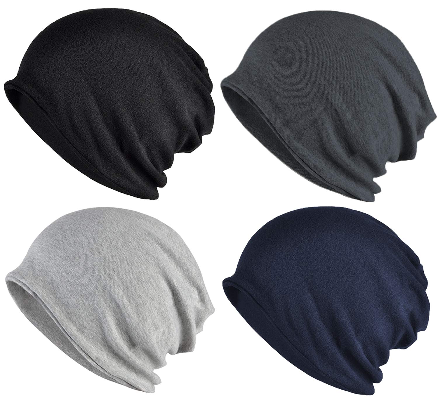 ELLEWINCotton Slouchy Beanie Hip-Hop Soft Lightweight Running Beanie Adult Dwarf Hats Chemo Cap for Men Women