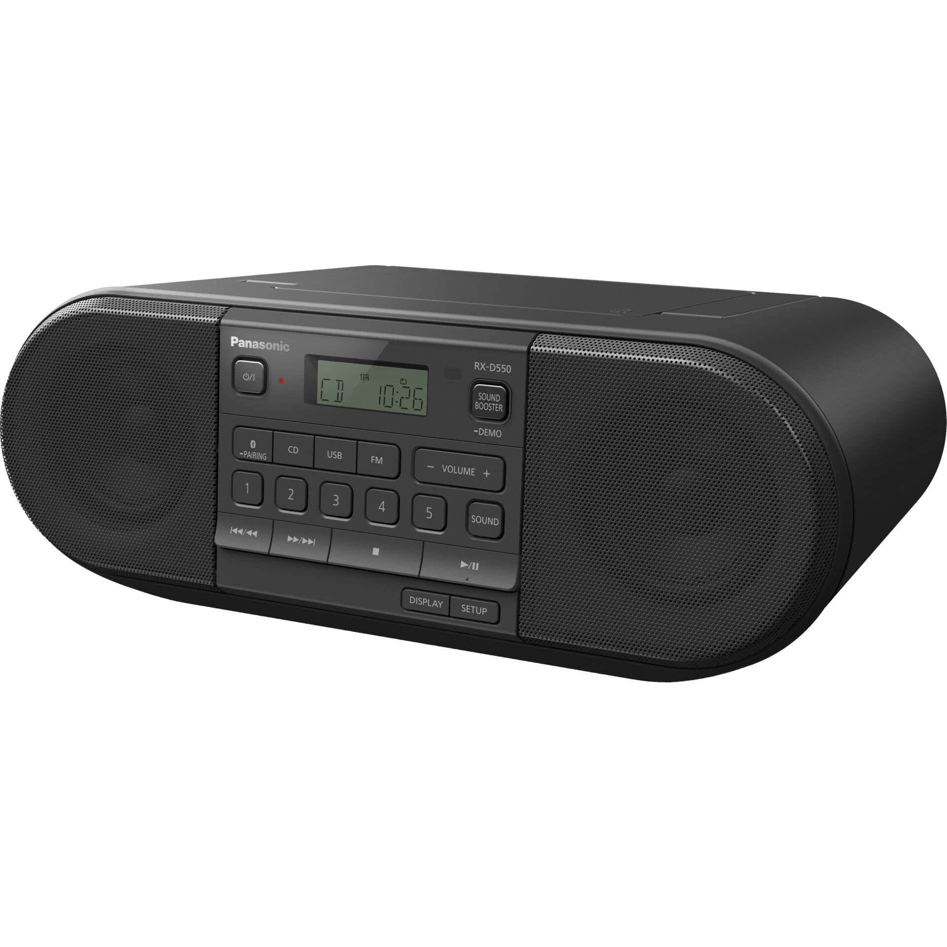 Panasonic RX-D550 Hifi Sound System with FM Radio, Portable speaker and CD player, 20W - Black