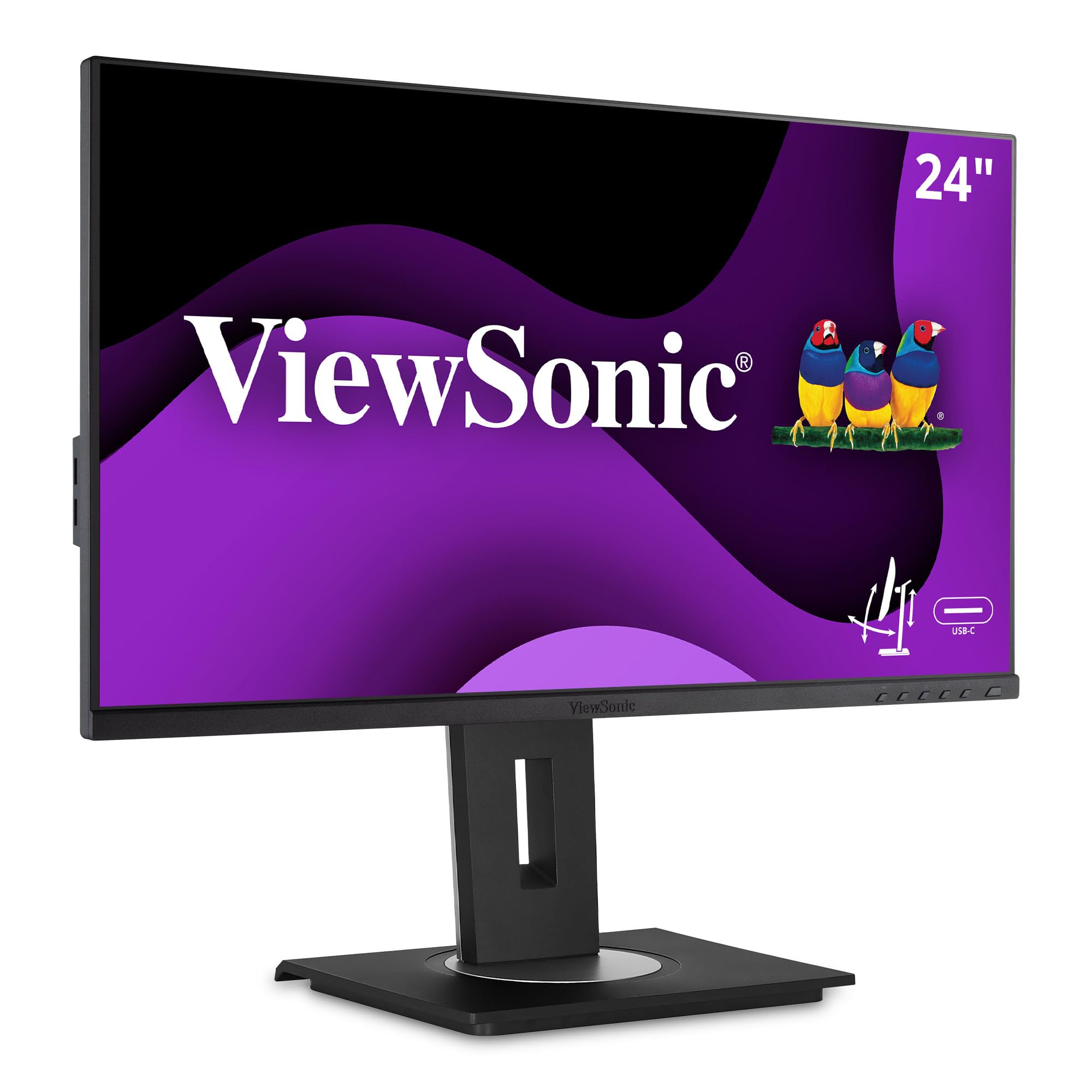 ViewSonic VG2455 24 Inch IPS 1080p Monitor with USB 3.1 Type C HDMI DisplayPort VGA and 40 Degree Tilt Ergonomics for Home and Office