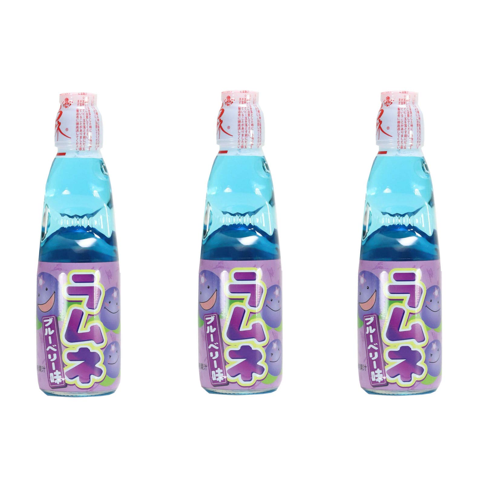 Hatakosen Ramune Blueberry, 200 ml (3 Bottles)