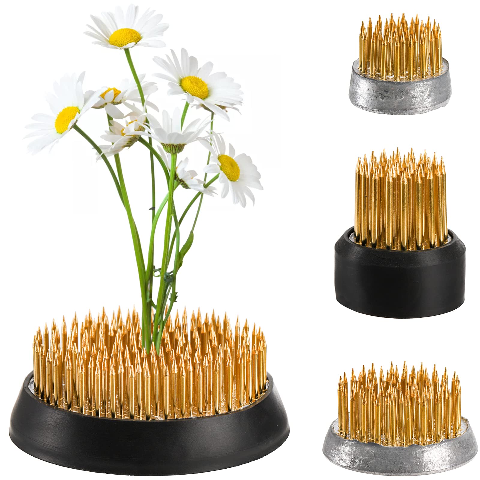 YOUEON 4 Pieces Round Flower Frog, Flower Arranger Flower Fixed Tools, Japanese Flower Holder Floral Arrangement Pin Holder for Flower Arrangement, Plant Fixation and Decoration(0.91/1.02/1.26/2.36")