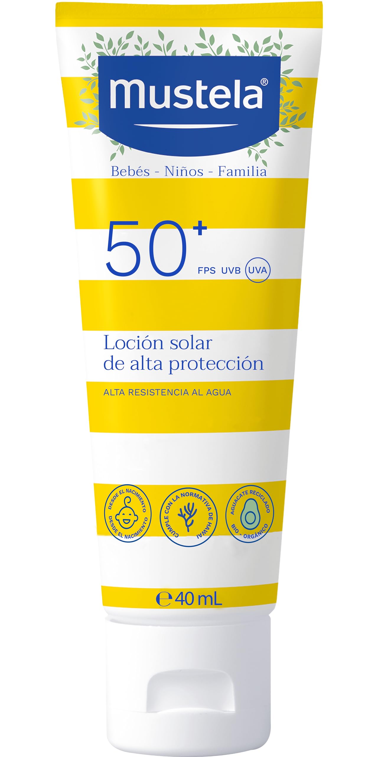 MustelaVery High Protection Sun Lotion SPF 50+ - Face Sun Lotion for Sensitive Skin - Non-Nano, Water Resistant & Fragrance Free - 40ml