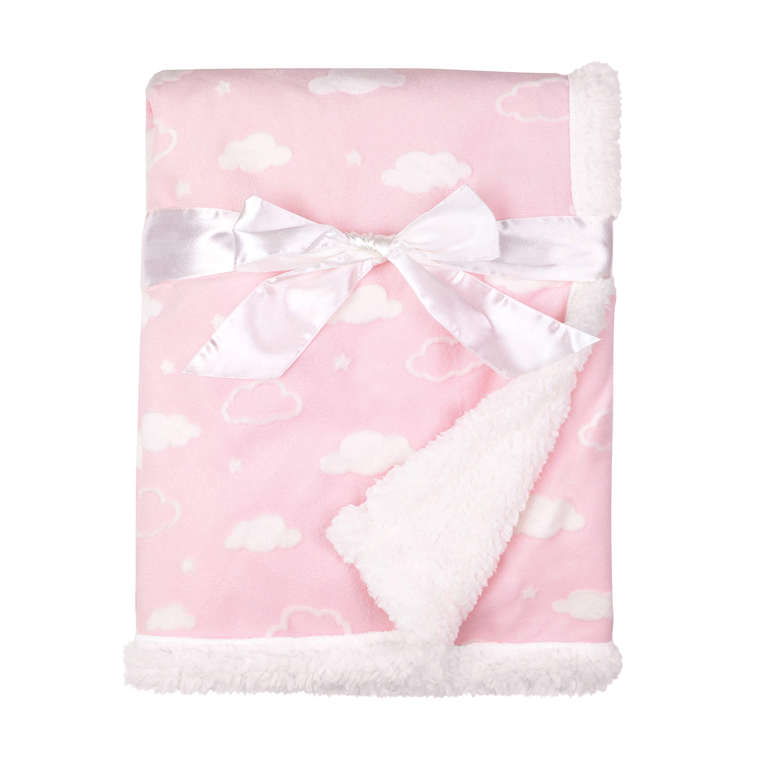 American Baby Company Heavenly Soft Chenille Sherpa Receiving Blanket, 3D Pink, 30" x 35", Warm and Cozy for Boys and Girls, Ideal for Baby Carrier, Stroller, and Travel