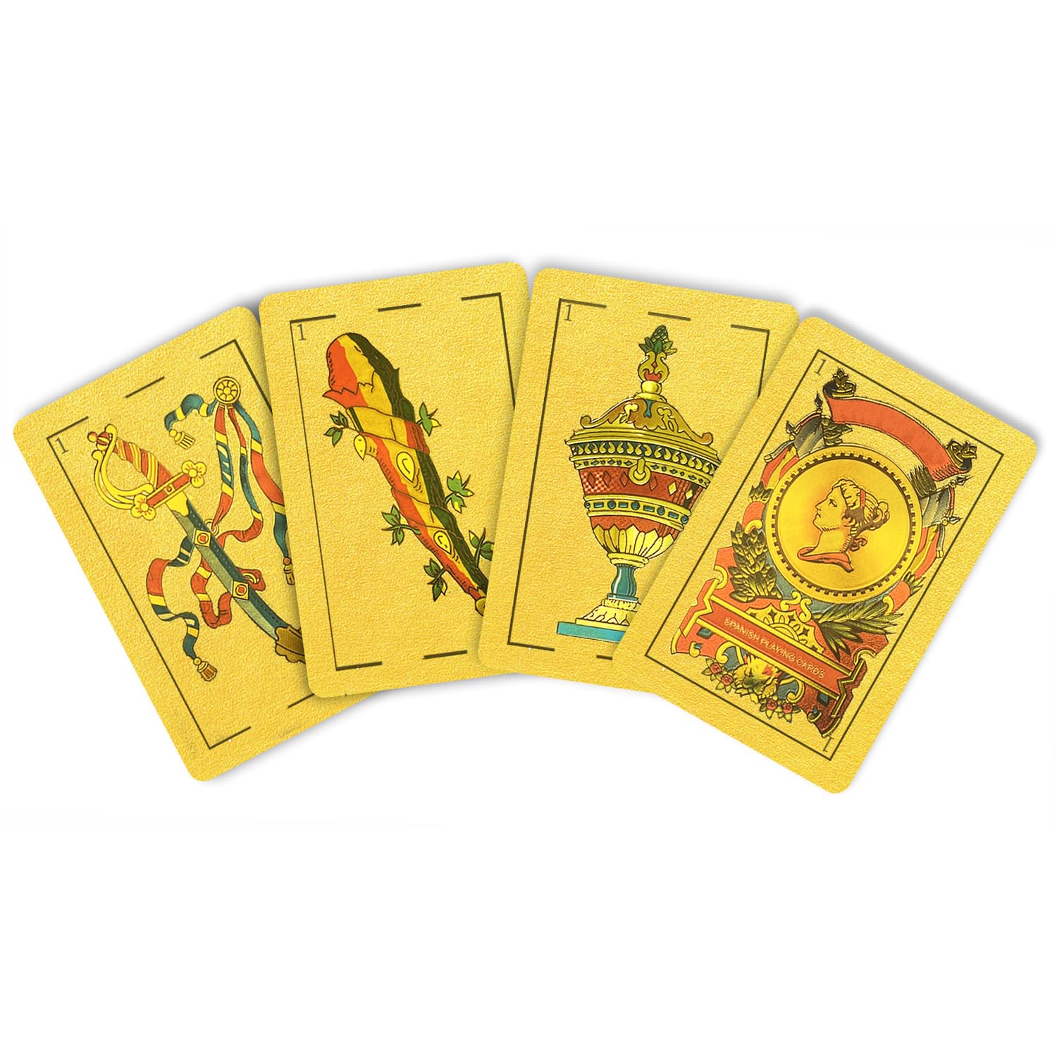 Spanish Playing Cards, Original Spanish Cards, Briscas Cards Puerto Rico, Original Spanish Deck of Cards, Mexican Playing Cards [Luxury Gold Foil Classic] [PVC Waterproof] (1 Pack)