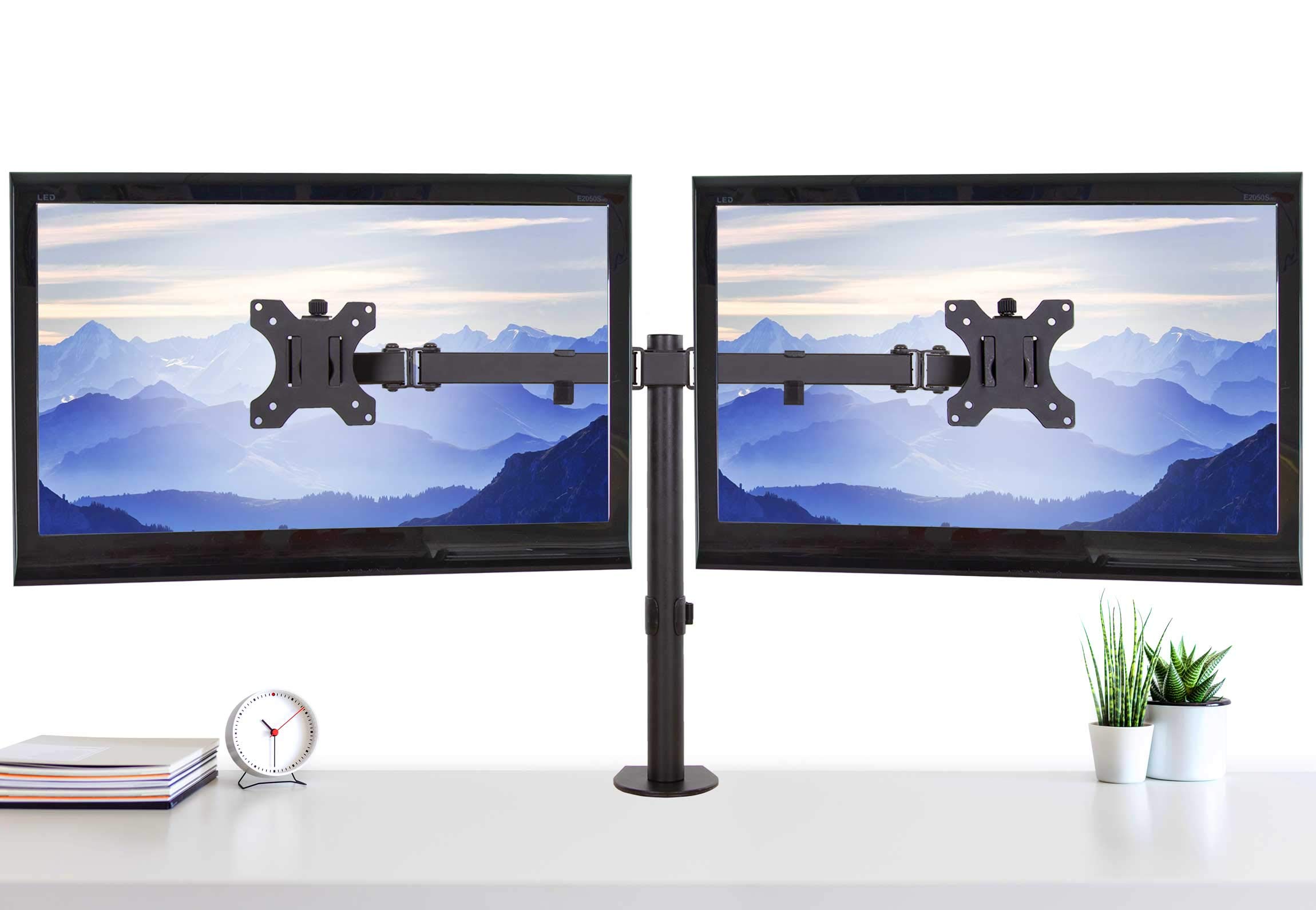 Stand Steady2 Monitor Mount Desk Stand | Height Adjustable Double Monitor Stand with Desk Clamp| Full Articulation VESA Mount Fits Most LCD/LED Monitors 13-32 Inches (2 Arm Clamp)