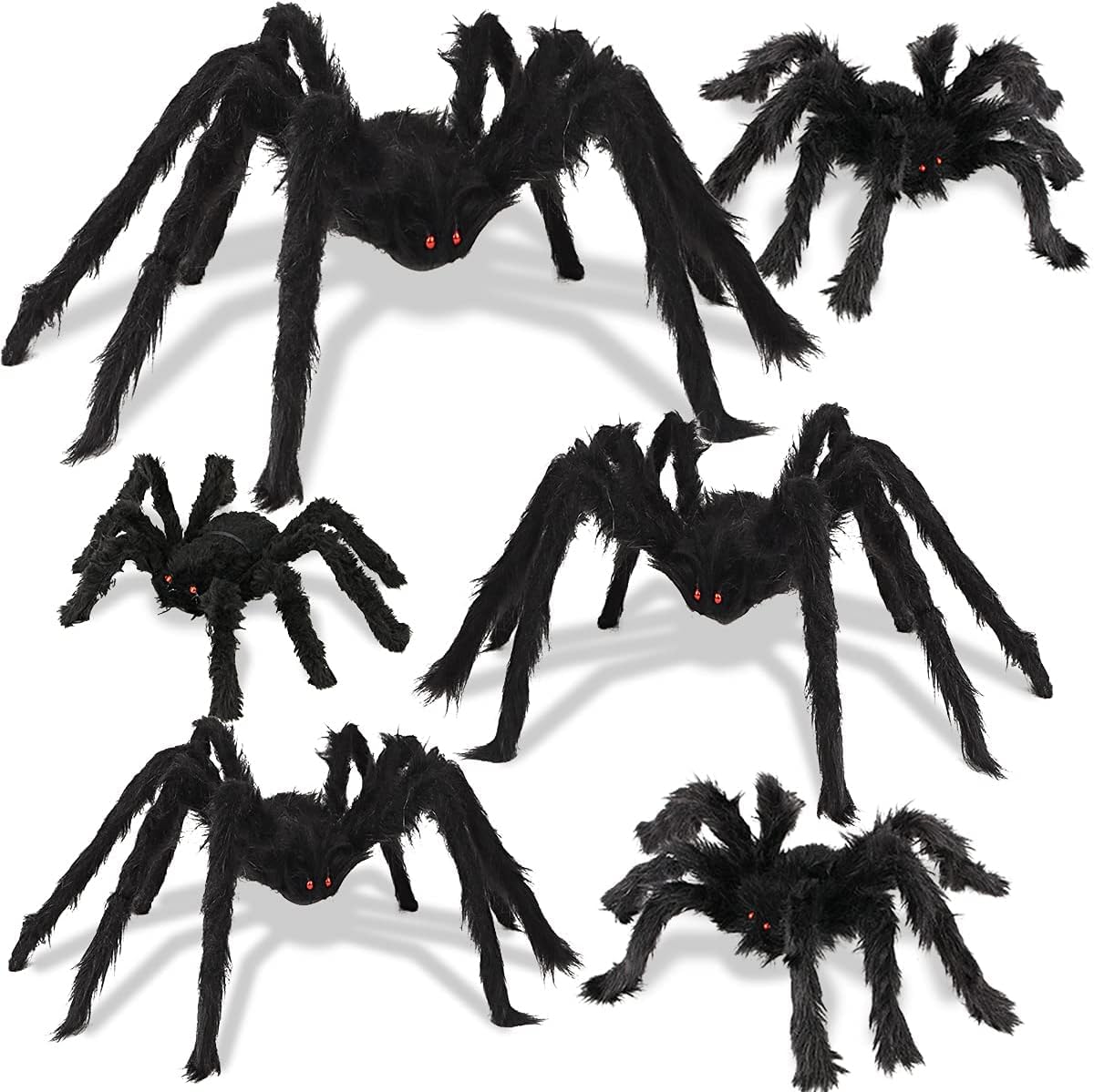 Herla6Pack Halloween Decorations Giant Realistic Spider Huge Black Scary Spider Props for Halloween Decorations Indoor Outdoor Party Yard Haunted House Decor