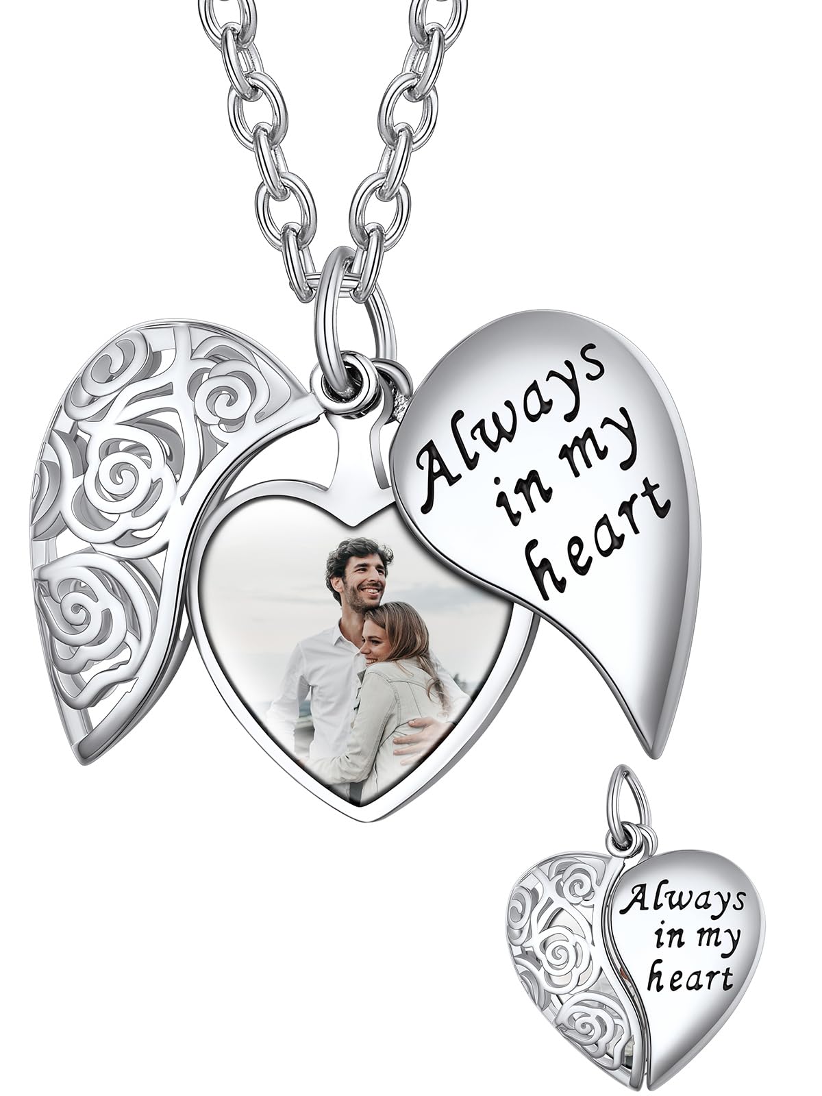 Supcare Locket Necklace That Holds Pictures-Engraved Photo Pendant Custom Jewellery Gifts for Men Women (with Jewellery Gift Box)