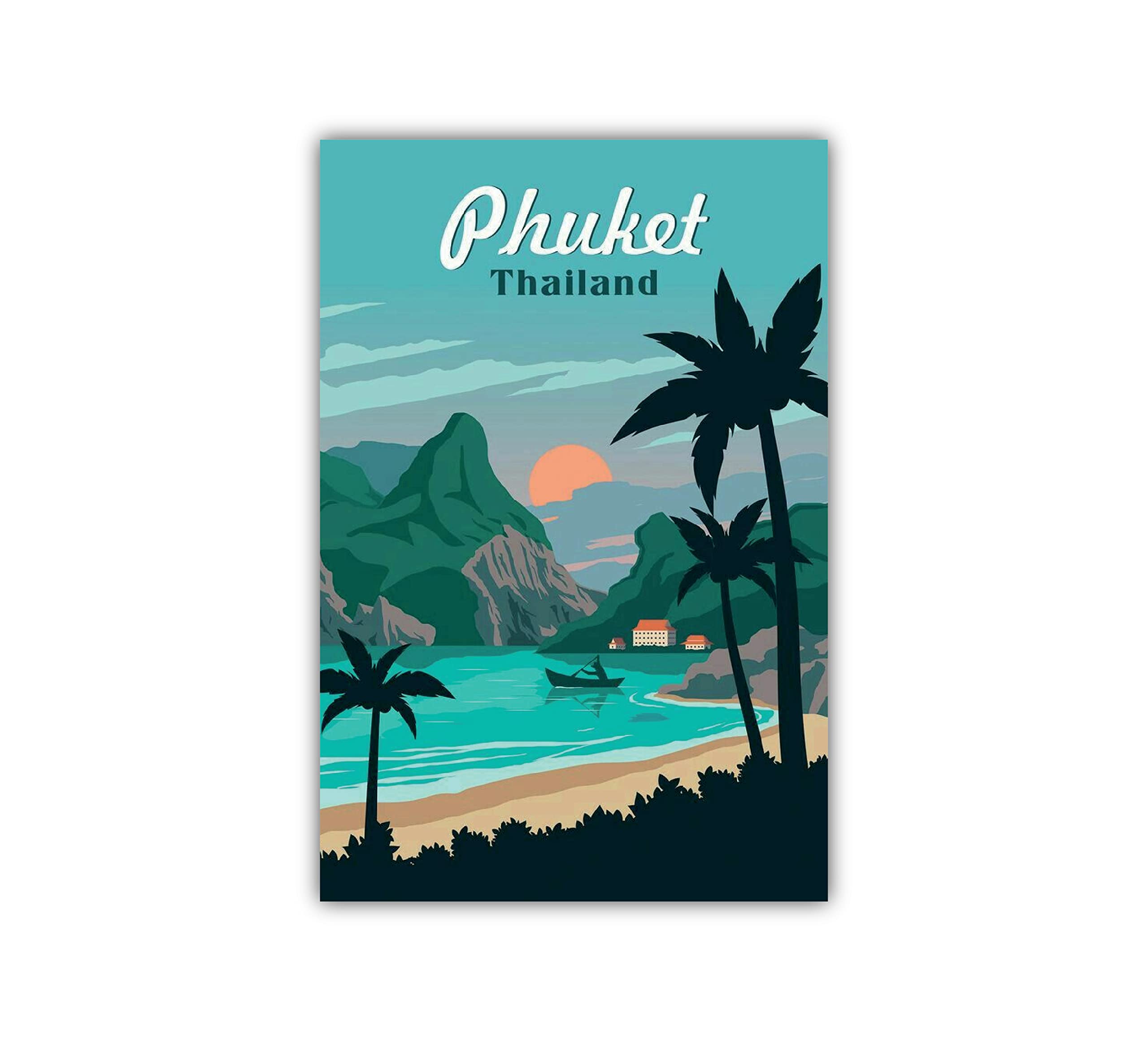 Phuket Thailand Fridge Magnets HomeKitchen Refrigerator Souvenir Door Stylish Décor Multicolored Gift Wooden Magnet L X H 2 X 3 Inch