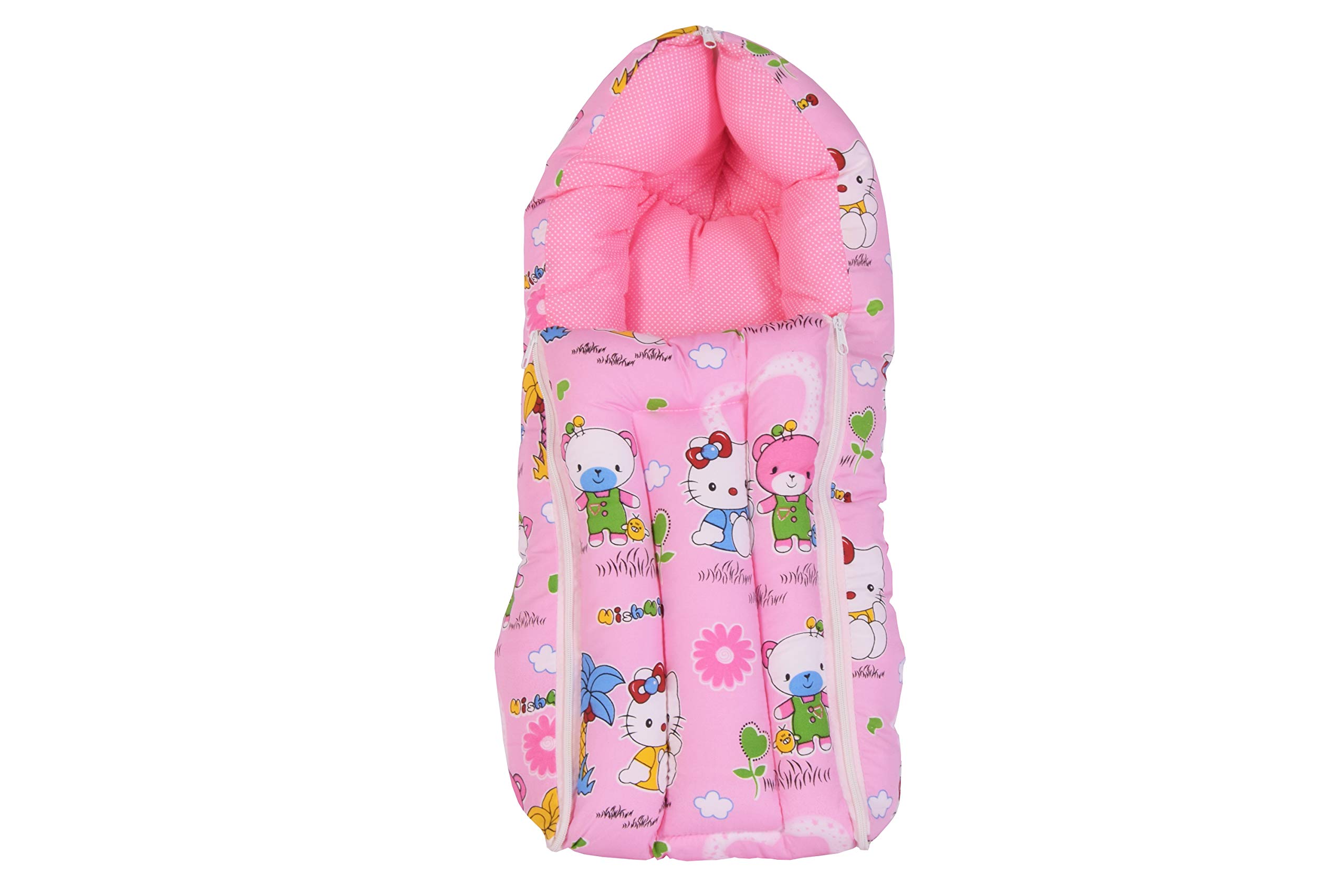 Kwitchy Baby Sleeping Bag New Born Carry Nest Wrapper (0-6 Months, Pink, Cotton, lightweight)