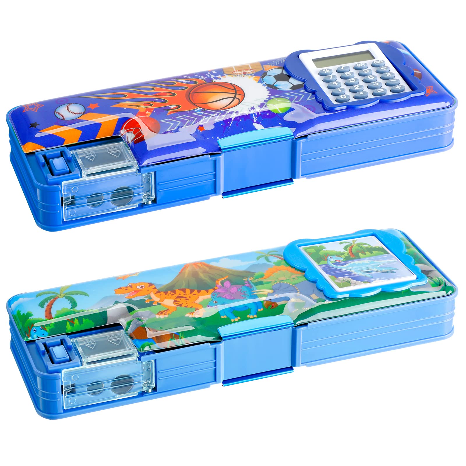 Henoyso 2 Pcs Multifunctional Pencil Box for Girls Cute Pencil Case Plastic Pencil Case with Calculator and Pencil Sharpener Pencil Pouch Gifts