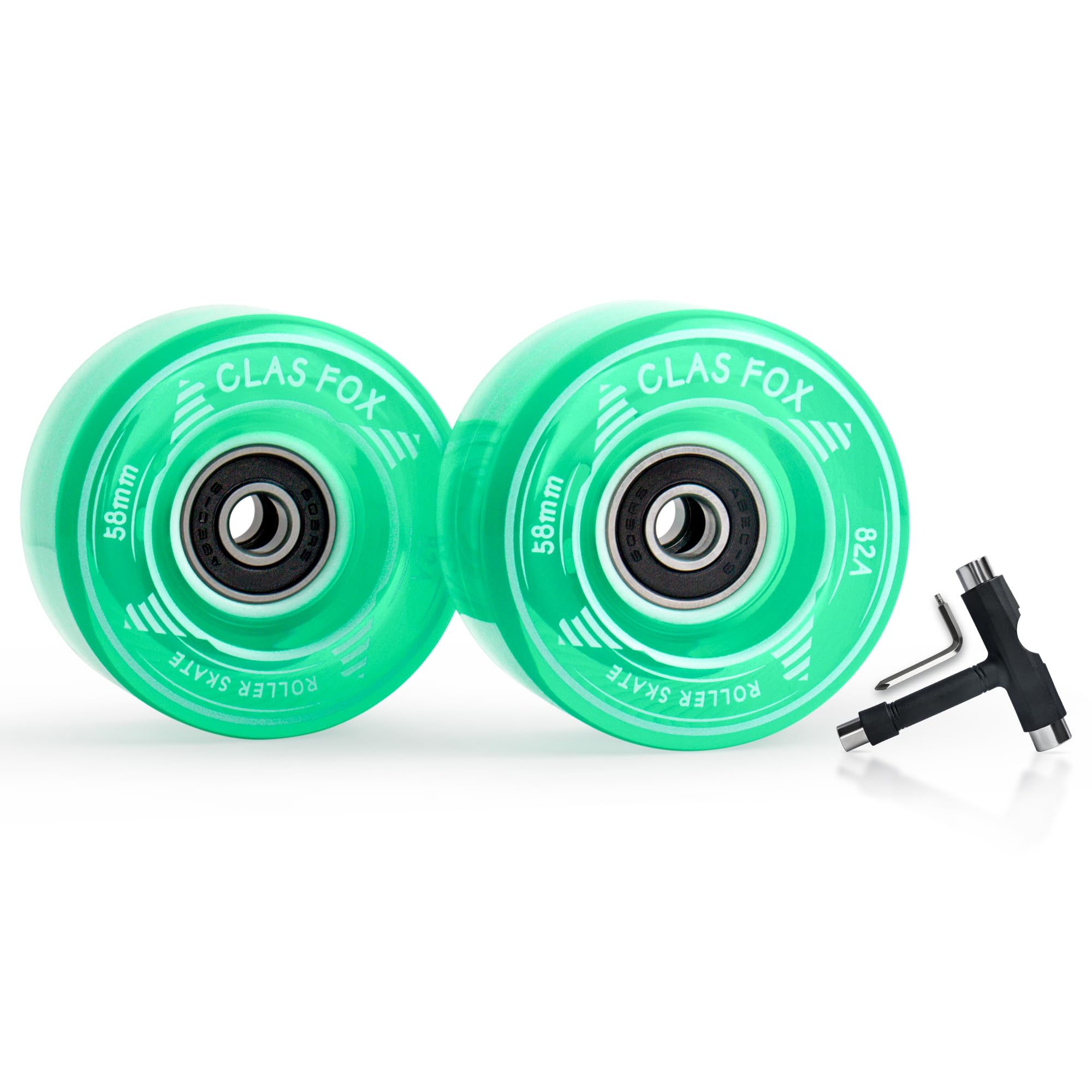 Roller Skate Wheels Outdoor or Indoor 58mm32mm 82A (Set of 8) (Green)