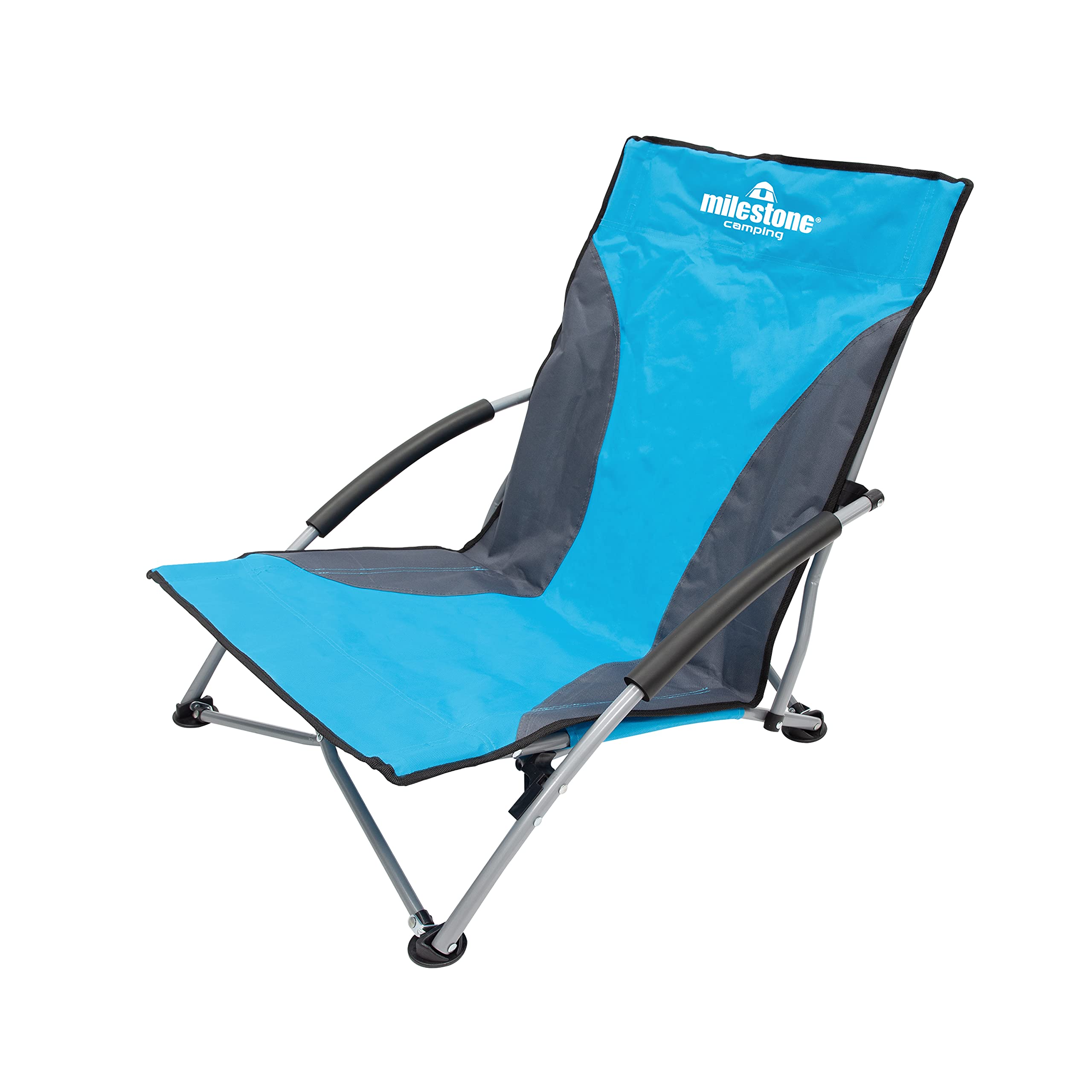 Milestone Camping 12089 Low Folding Camping Chair/Padded Armrests for Comfort/Includes Carry Bag/Portable for Camping, Beach, Garden, Festivals, & Fishing