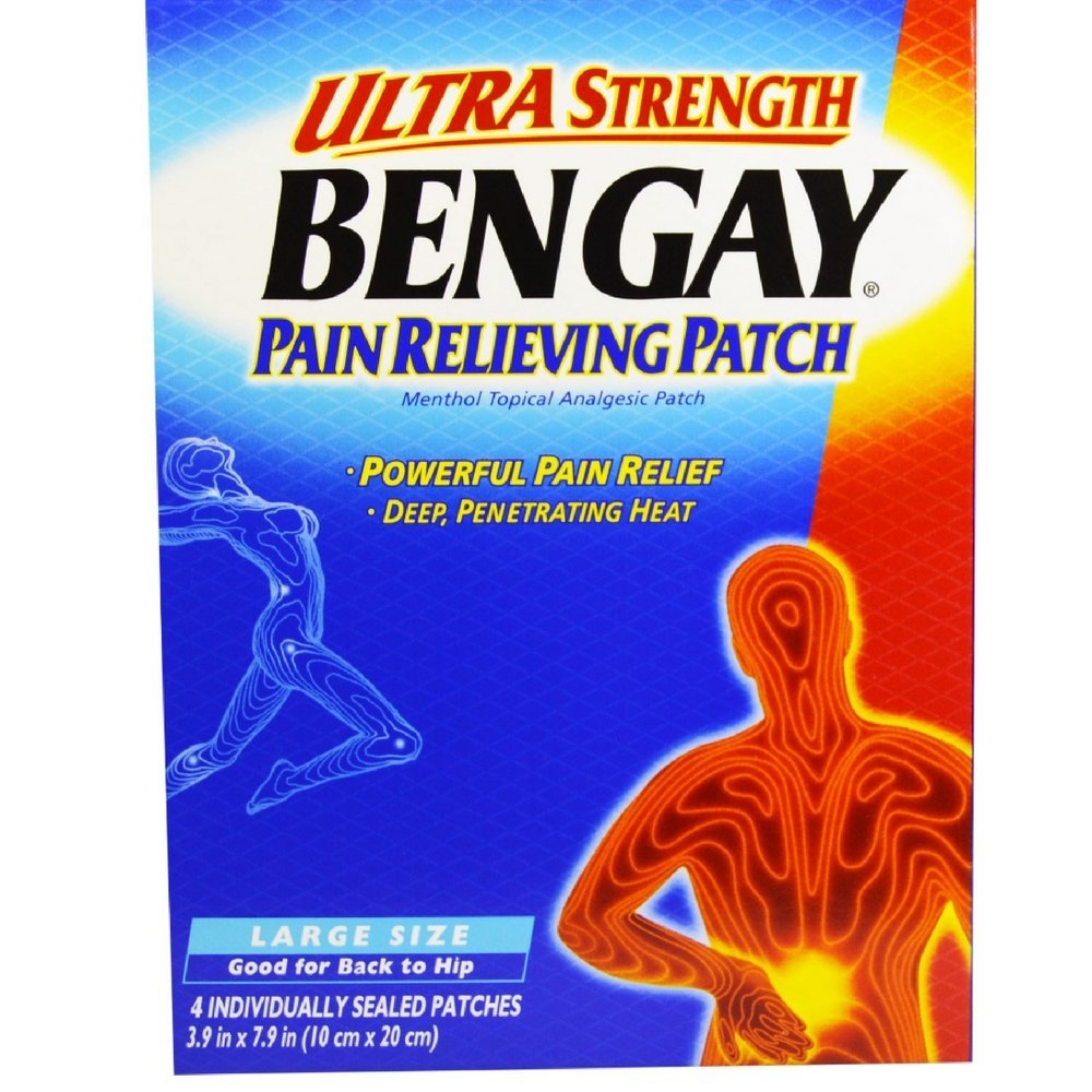 BENGAY Ultra Strength Pain Relieving Patches Large Size 4 Each (Pack of 12)