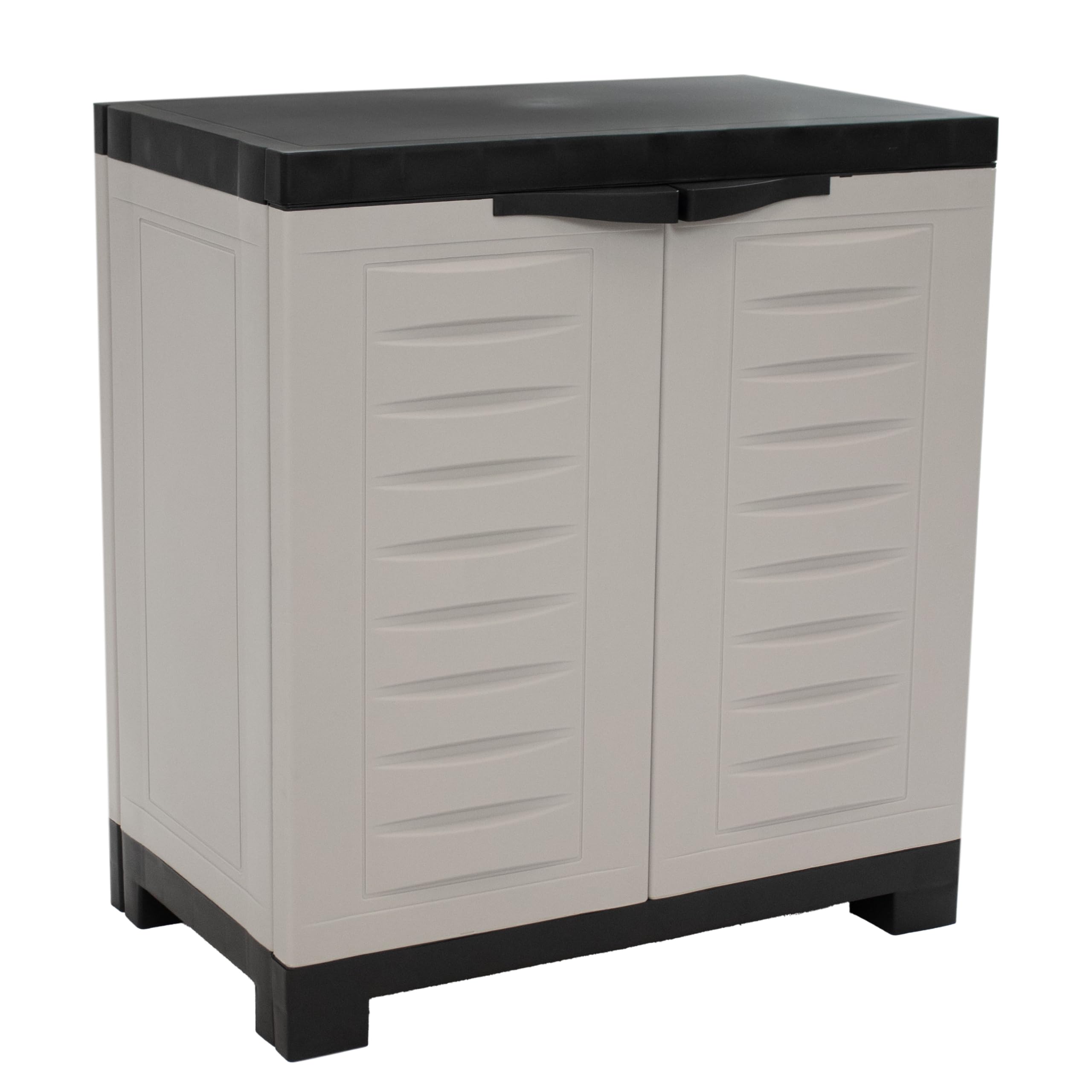 Sunnydaze Plastic Garage Storage Cabinet with Adjustable Shelf - Tool-Free Assembly - Gray - 25.5" H