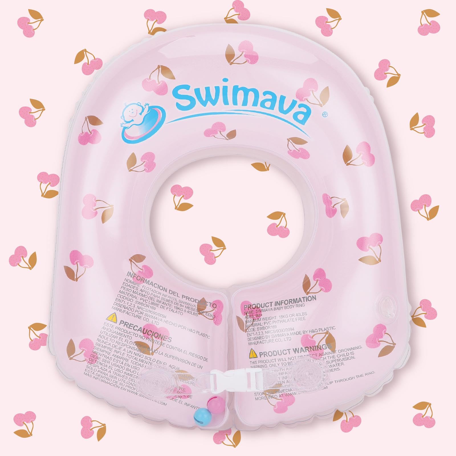 swimavaG2 Baby Body Ring - Comfy Inflatable Swim Float for Toddlers, Pool & Beach Floatie, Safety-Tested Water Tube (Aged 1-2)