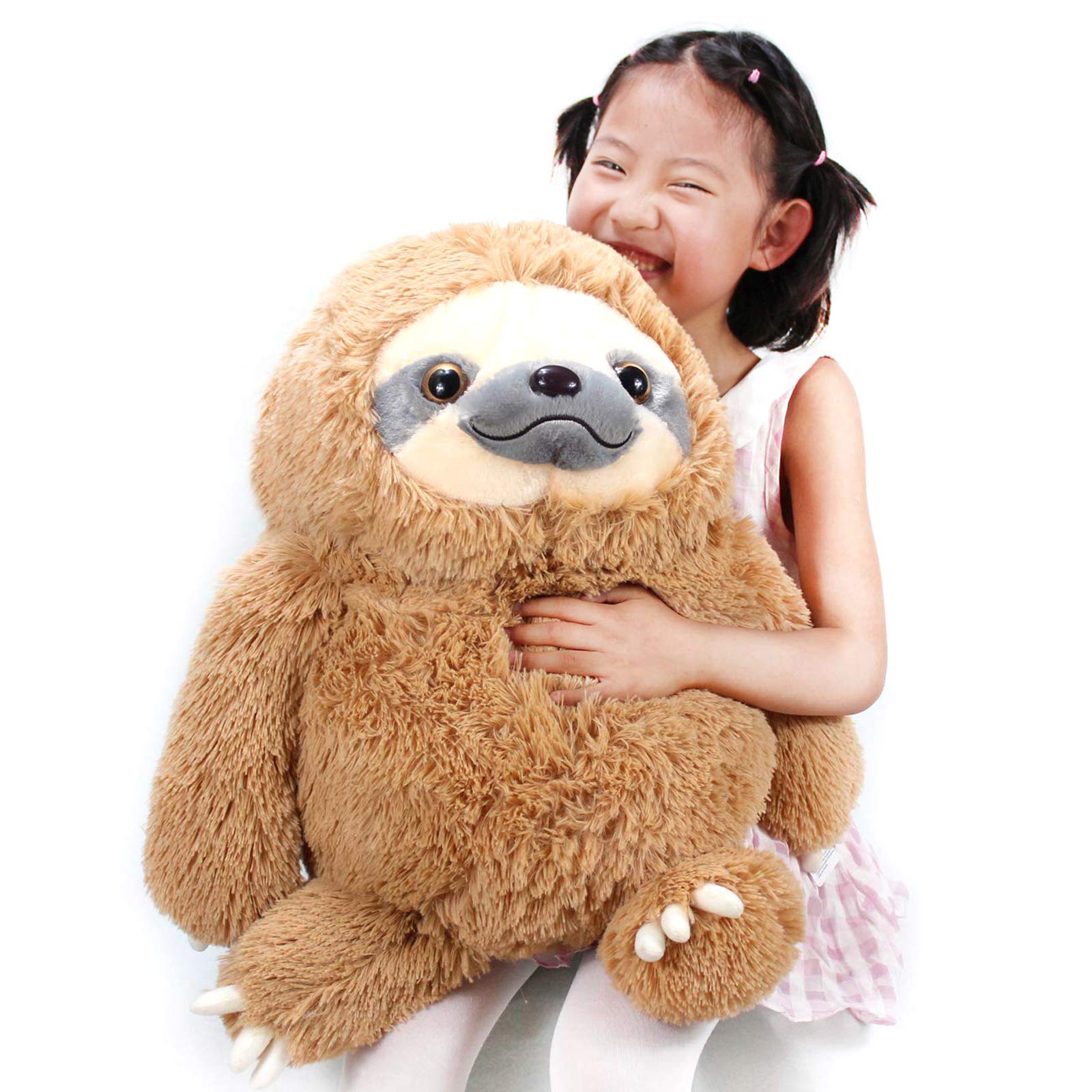 Winsterch Cuddly Stuffed Anima Sloth Soft Toy,Large Stuffed Animal Sloth Teddy Baby Doll Kids Birthday Gifts,Plush Soft Sloth Toy (Brown, 20 inches)