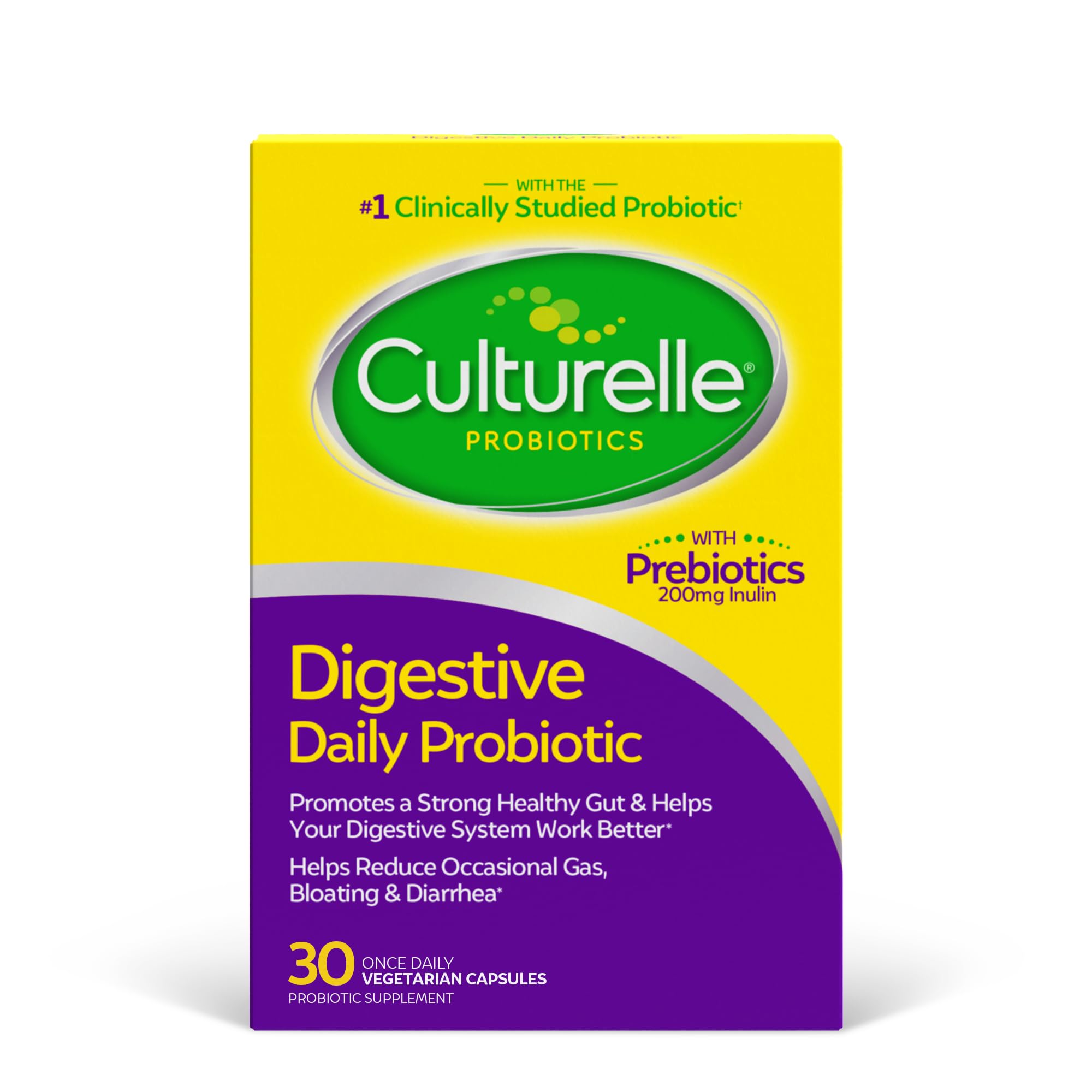 Culturelle Daily Probiotic, Digestive Health Capsules | Works Naturally with Your Body to Keep Digestive System in Balance | With the Proven Effective Probiotic | Packaging May Vary (30 Count)